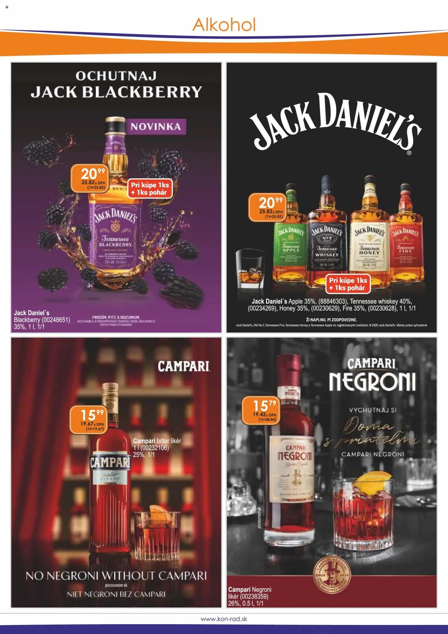 Nové KON - RAD akcie – leták je platný od 01.09.2026 | Strana: 4 | Produkty: Apple, Alkohol, Campari, Jack Daniel's