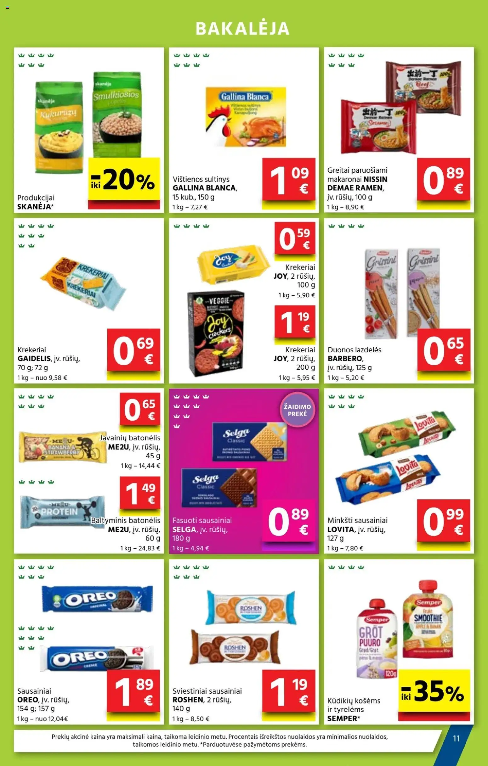 AIBE akcijos nuo 04.06.2026 | Puslapis: 11 | Prekių: Sausainiai, Vištienos, Makaronai