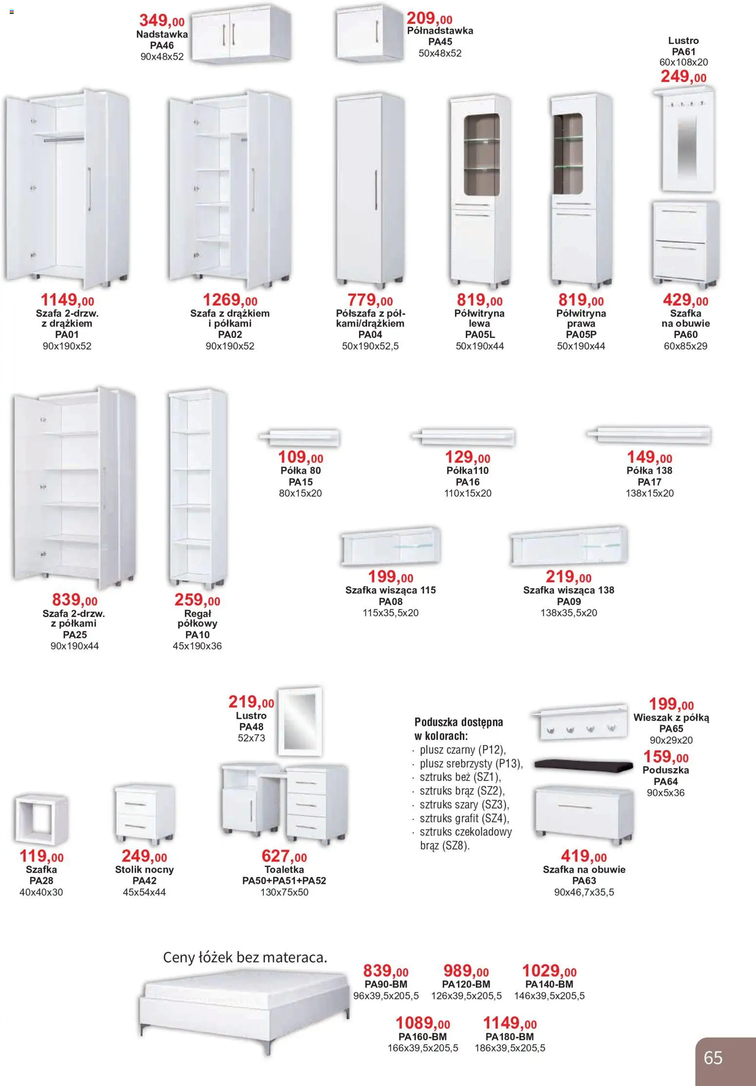 Bodzio Katalog od 01.08.2026 | Strona: 65 | Produkty: Szafa, Stolik nocny, Półka, Regał