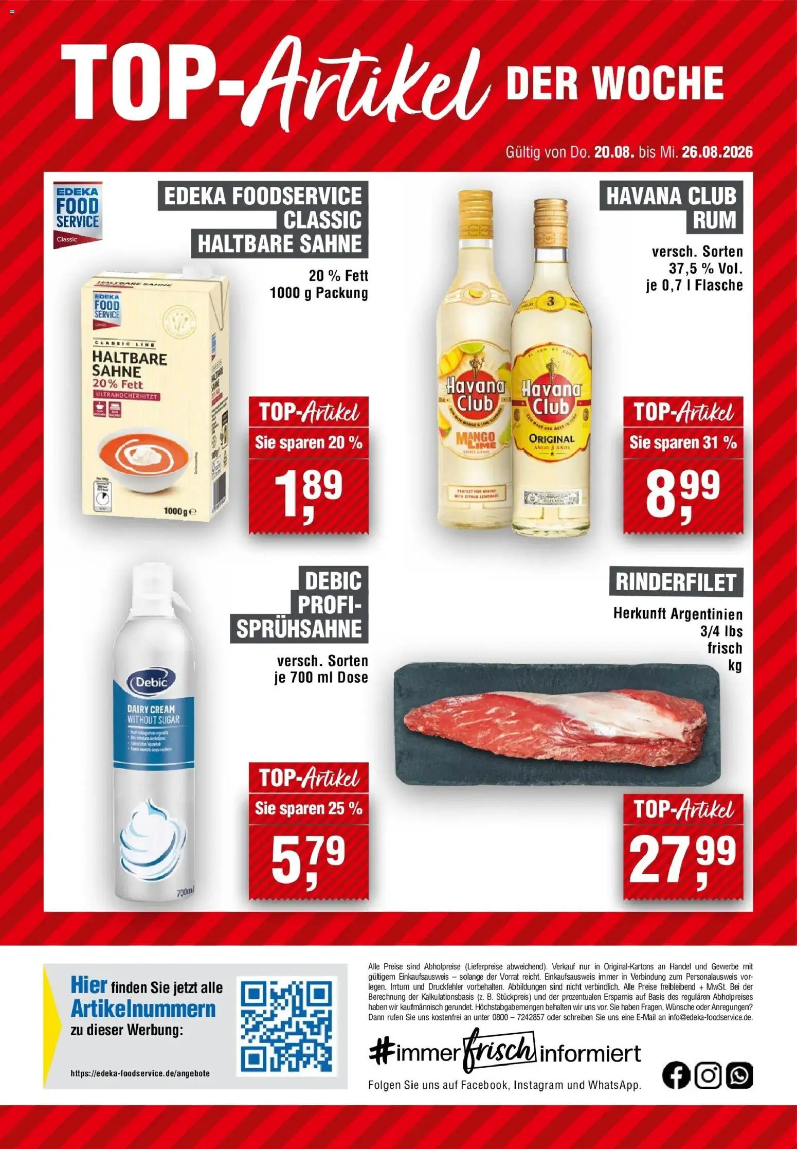 Edeka Prospekt Bochum (ab 20.08.2026) » Angebote Online | Seite: 24 | Produkte: Havana club, Rinderfilet, Mango, Sahne