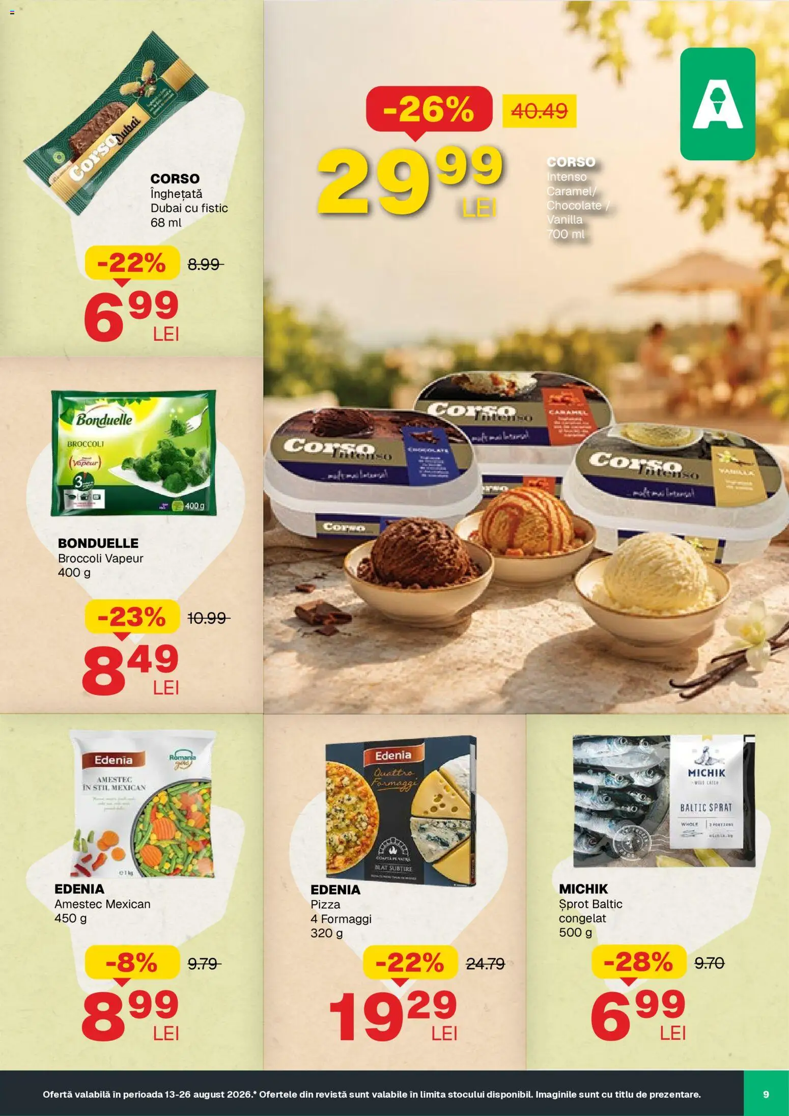Noul catalog Annabella – valabil de la 13.08.2026 | Pagină: 9 | Produse: Pizza, Fistic, Broccoli, Înghețată