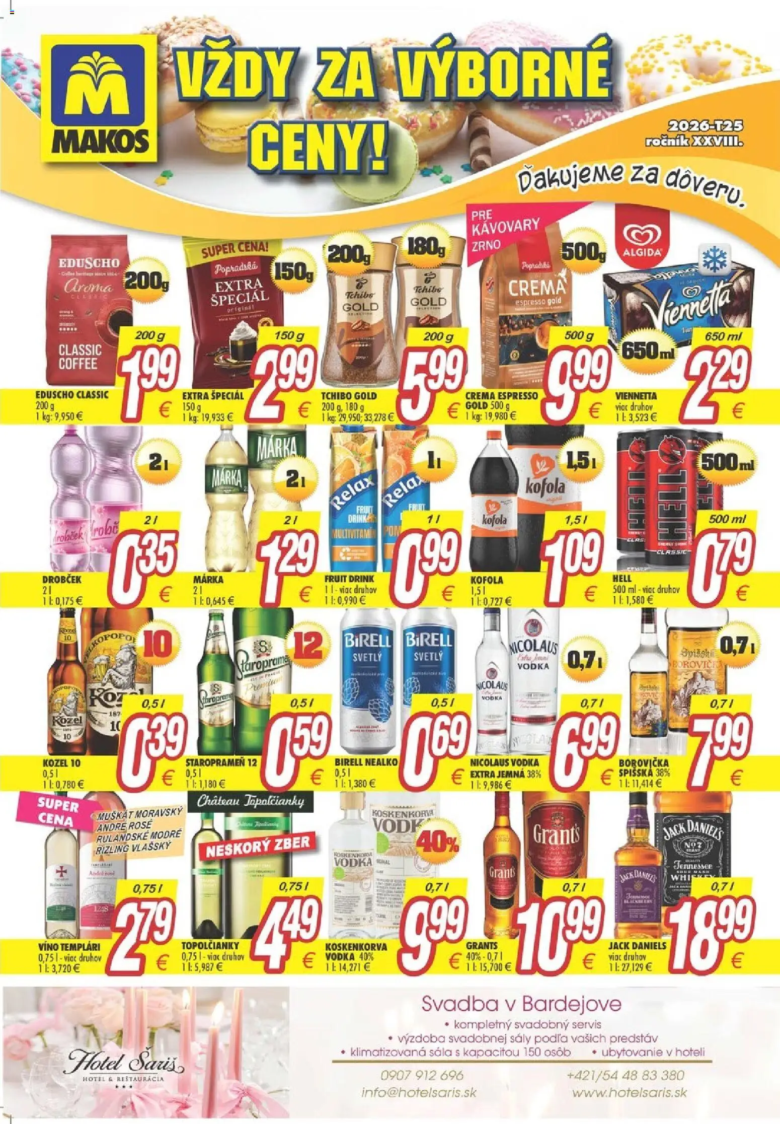 Nové Makos akcie – leták je platný od 15.06.2026 | Strana: 1 | Produkty: Birell, Staropramen, Nicolaus vodka, Jack Daniel's