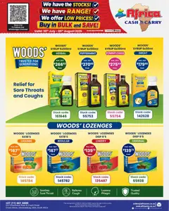 Africa Cash & Carry specials catalogue – valid from 30/07/2026 | Page: 9 | Products: Cough syrup, Lozenges, Stock, Syrup