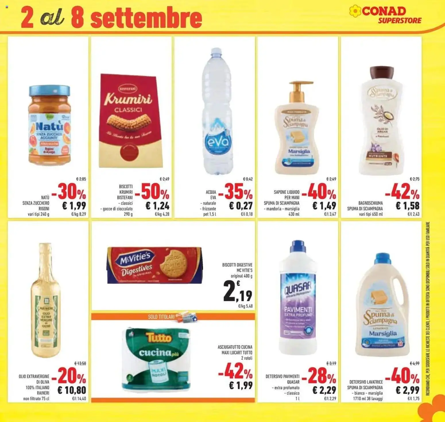 Volantino Conad dal 26/08/2026 > Anteprima | Pagina: 43 | Prodotti: Bagnoschiuma, Zucchero, Olio, Asciugatutto