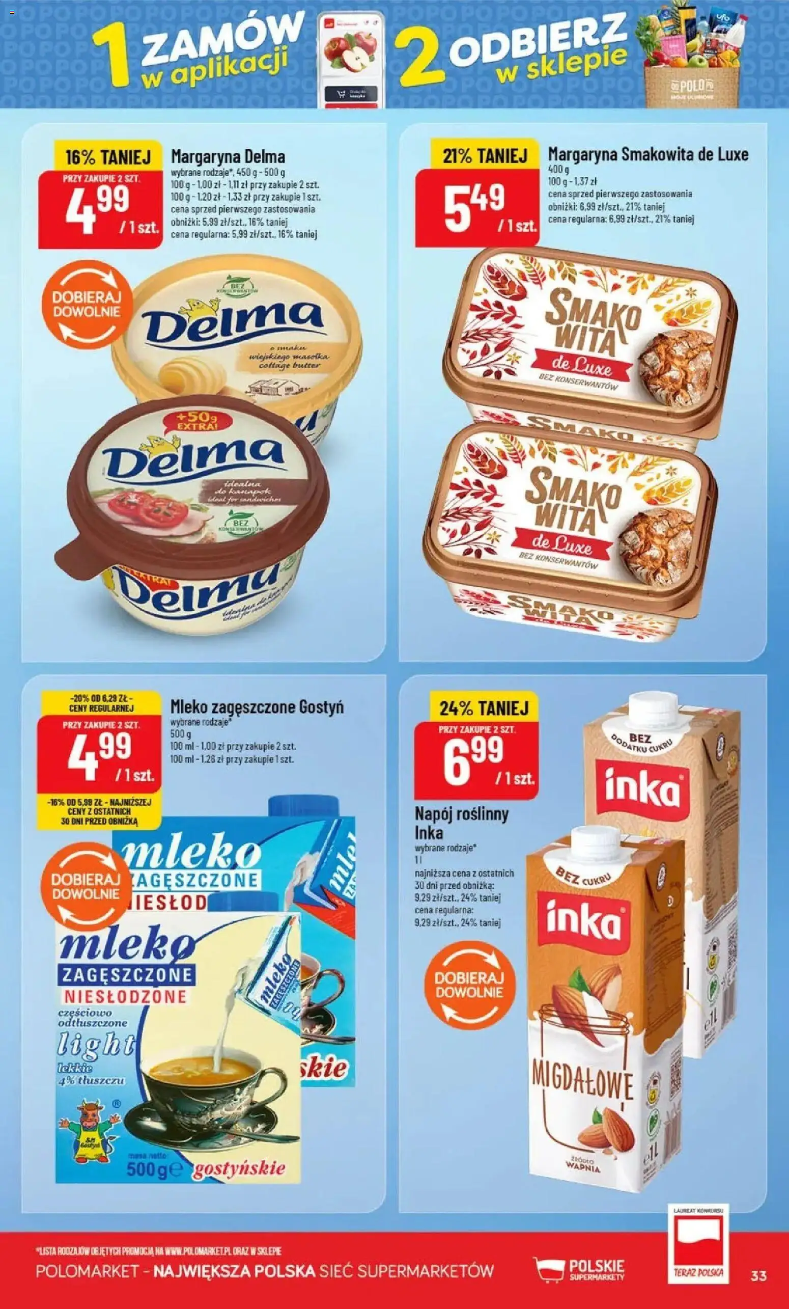 Nowa POLOmarket gazetka od jutra 09.09.2026 | Strona: 33 | Produkty: Napój roślinny, Margaryna, Mleko