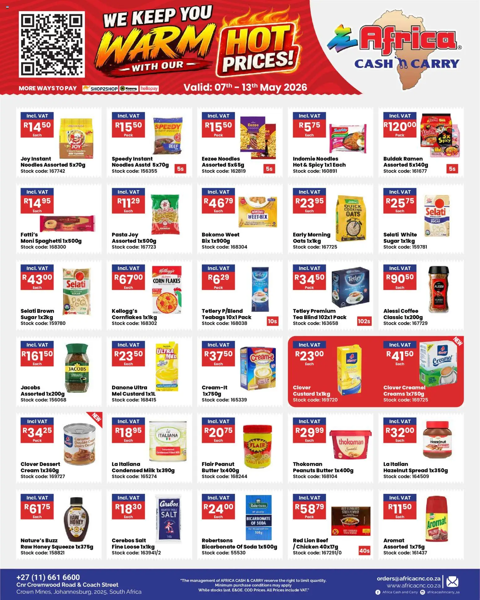 New Africa Cash & Carry catalogue – valid from 07/05/2026 | Page: 18 | Products: Corn flakes, Milk, Noodles, Spaghetti