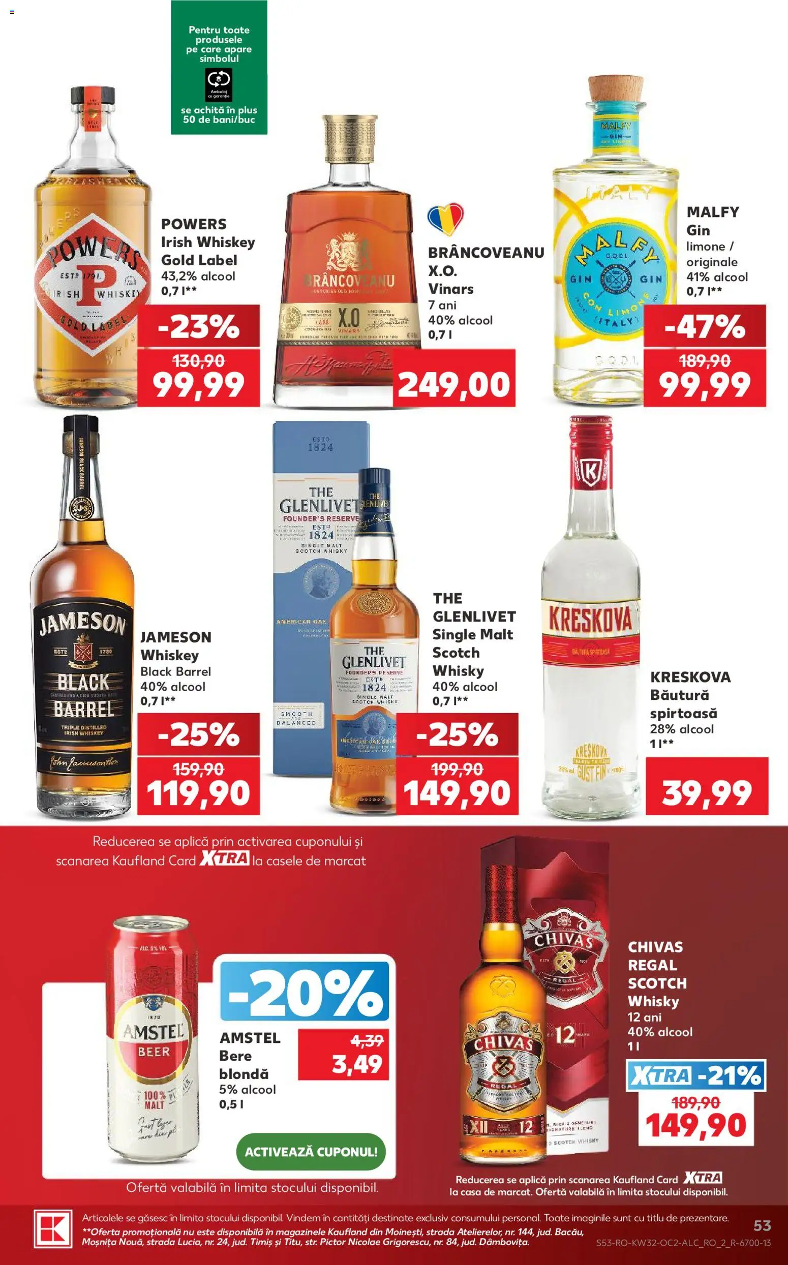 Noul catalog Kaufland – valabil de la 05.08.2026 | Pagină: 53 | Produse: Bere, Whiskey