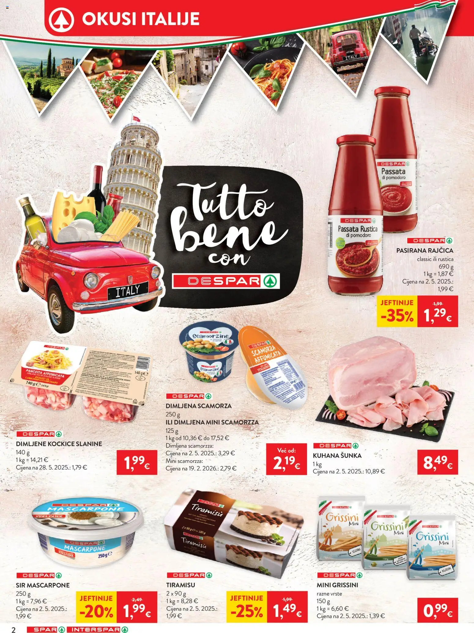 Spar katalog | vrijedi od 22.07.2026 | Stranica: 2 | Proizvodi: Sir, Pasirana rajčica, Šunka, Rajčica