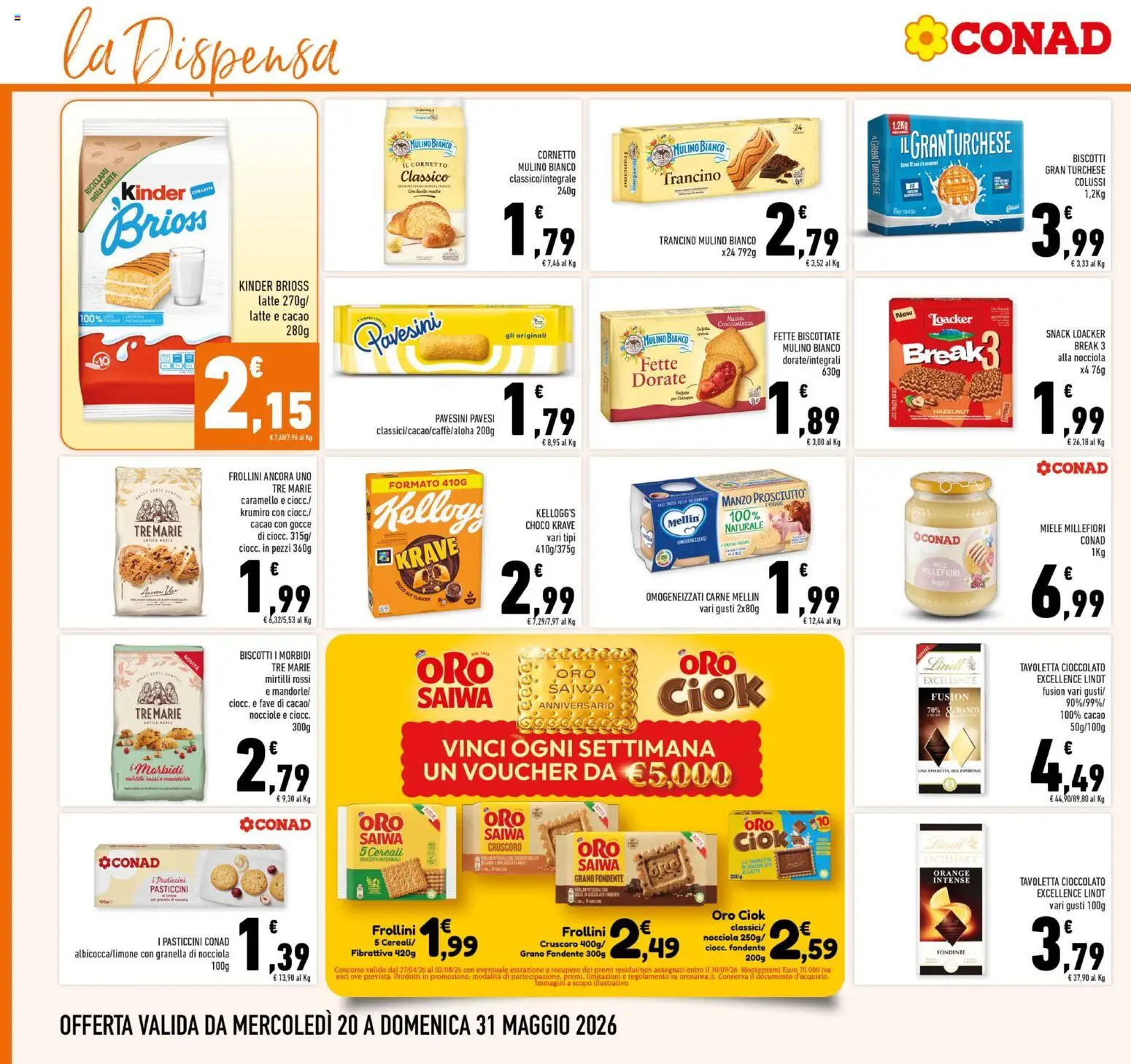 Volantino Conad del 20.05.2026 | Pagina: 12 | Prodotti: Cereali, Prosciutto, Nocciole, Fette biscottate