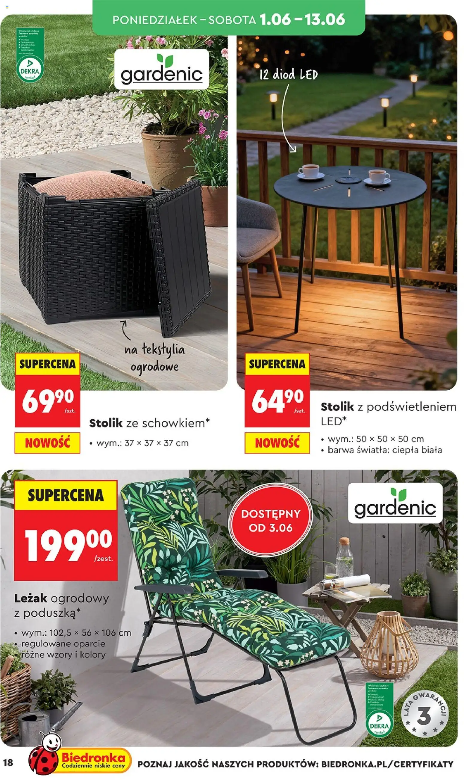 Biedronka gazetka - Hity i inspiracje od 30.05.2026 | Strona: 18 | Produkty: Leżak, Leżak ogrodowy, Tekstylia