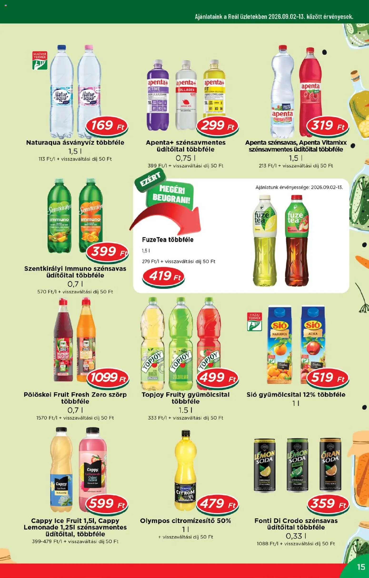 Reál akciós ujság - amely érvényes a következő dátumtól: 2026.09.02. | Oldal: 15 | Termékek: Topjoy, Eper, Cukor, Citrom
