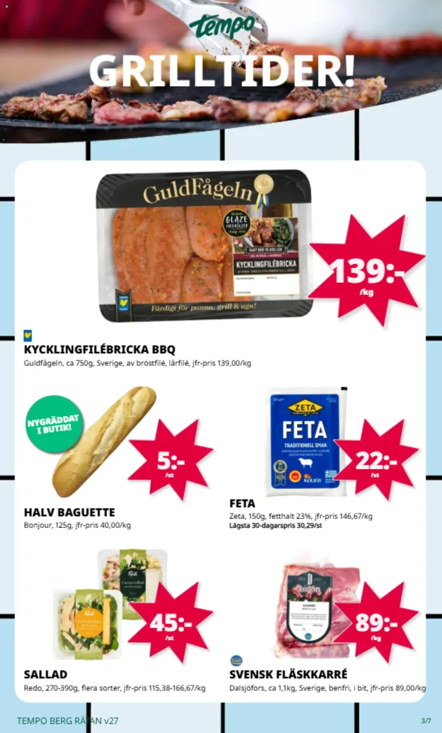 Tempo reklamblad aktuell från 29/06/2026 | Sida: 6 | Produkter: Grill, Baguette, Sallad