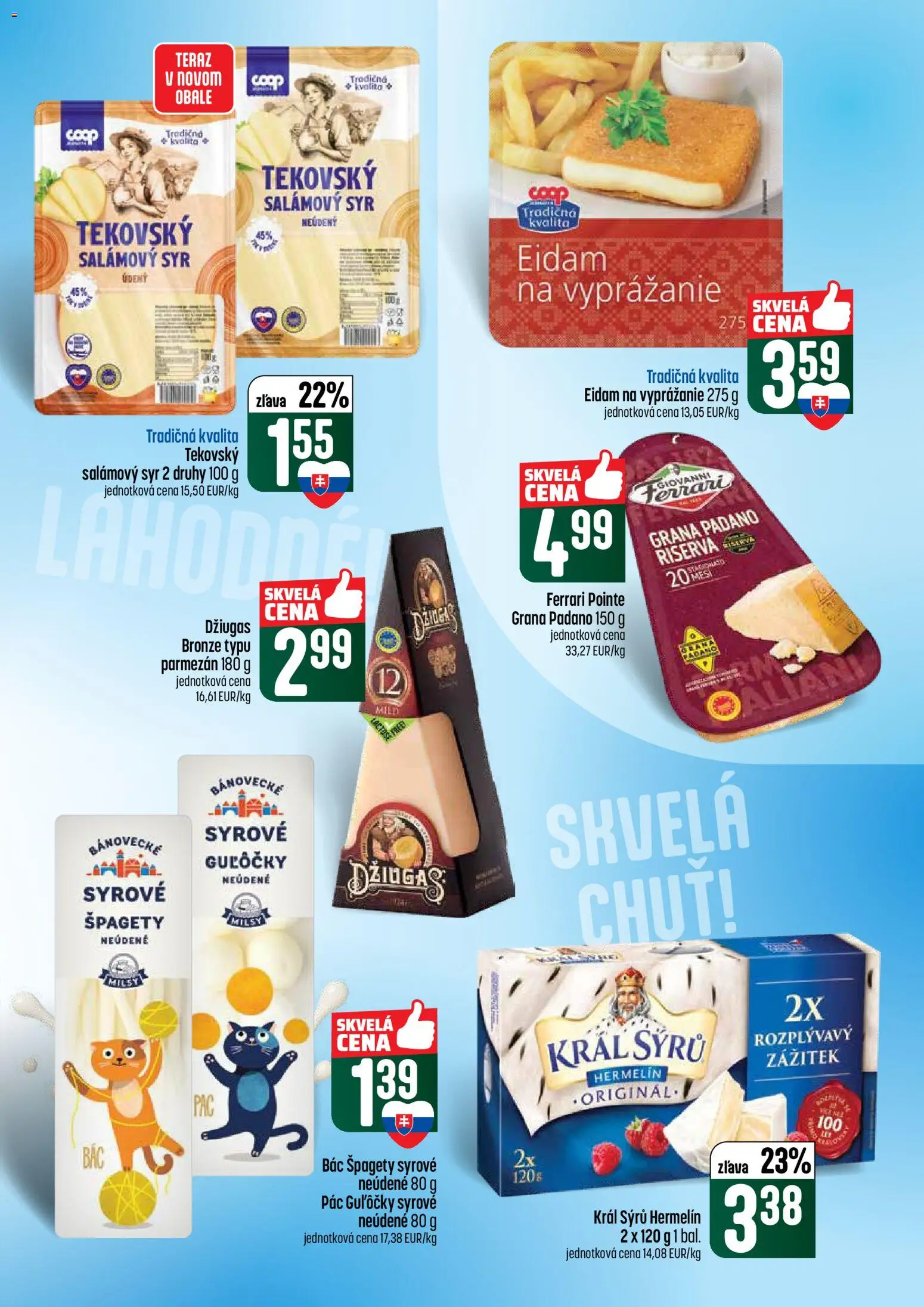 Nové COOP Jednota akcie – leták je platný od 07.05.2026 | Strana: 21 | Produkty: Syr, Parmezán, Eidam, Špagety
