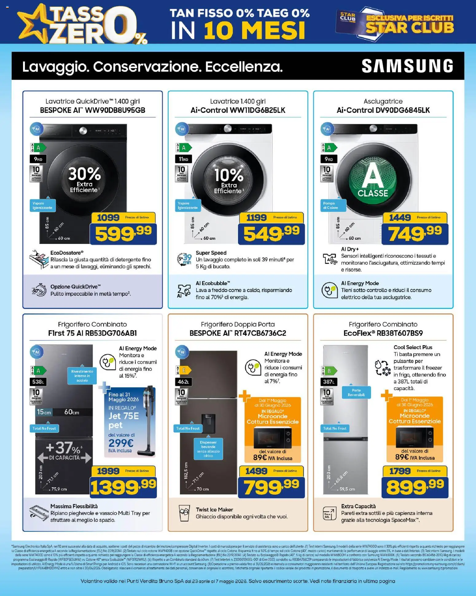 Volantino Euronics del 23.04.2026 | Pagina: 34 | Prodotti: Microonde, Freezer, Lavatrice, Vassoio