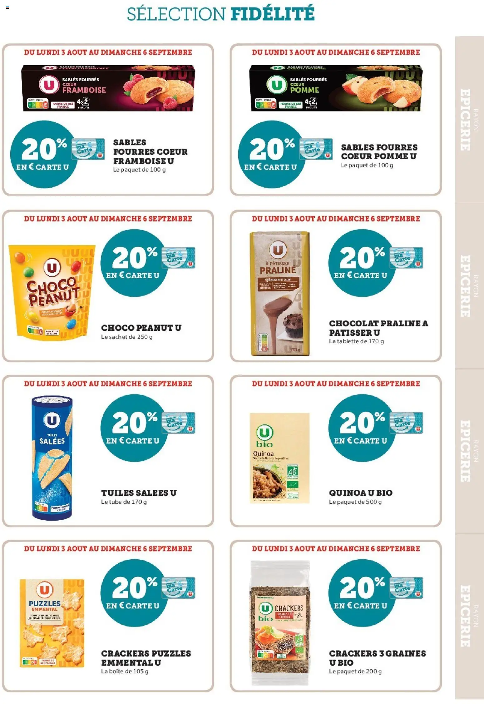{H1} | Page: 7 | Produits: Crackers, Farine, Emmental, Quinoa
