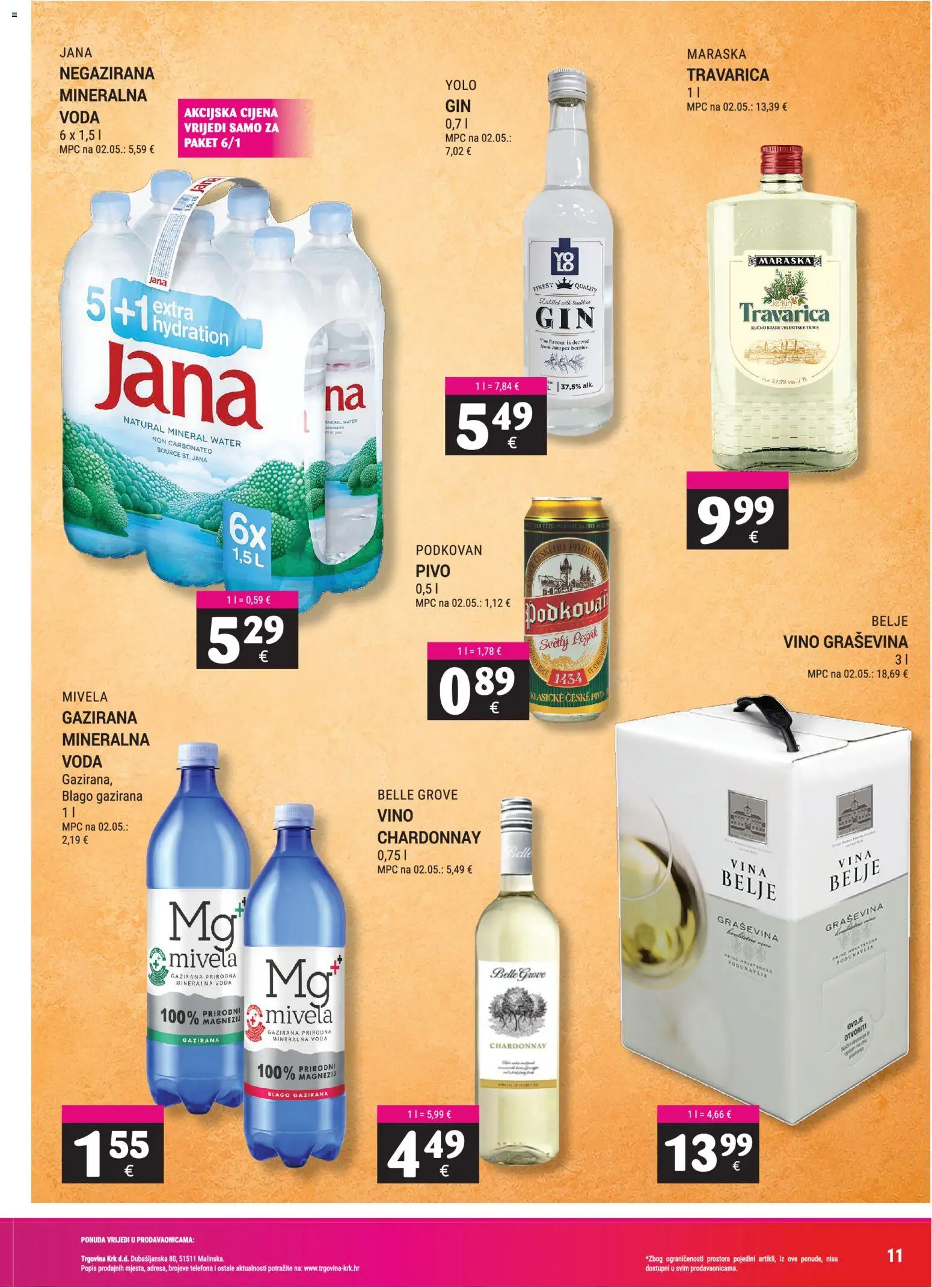 Trgovina Krk katalog | vrijedi od 01.09.2026 | Stranica: 11 | Proizvodi: Mineralna voda, Gazirana mineralna voda, Pivo, Voda