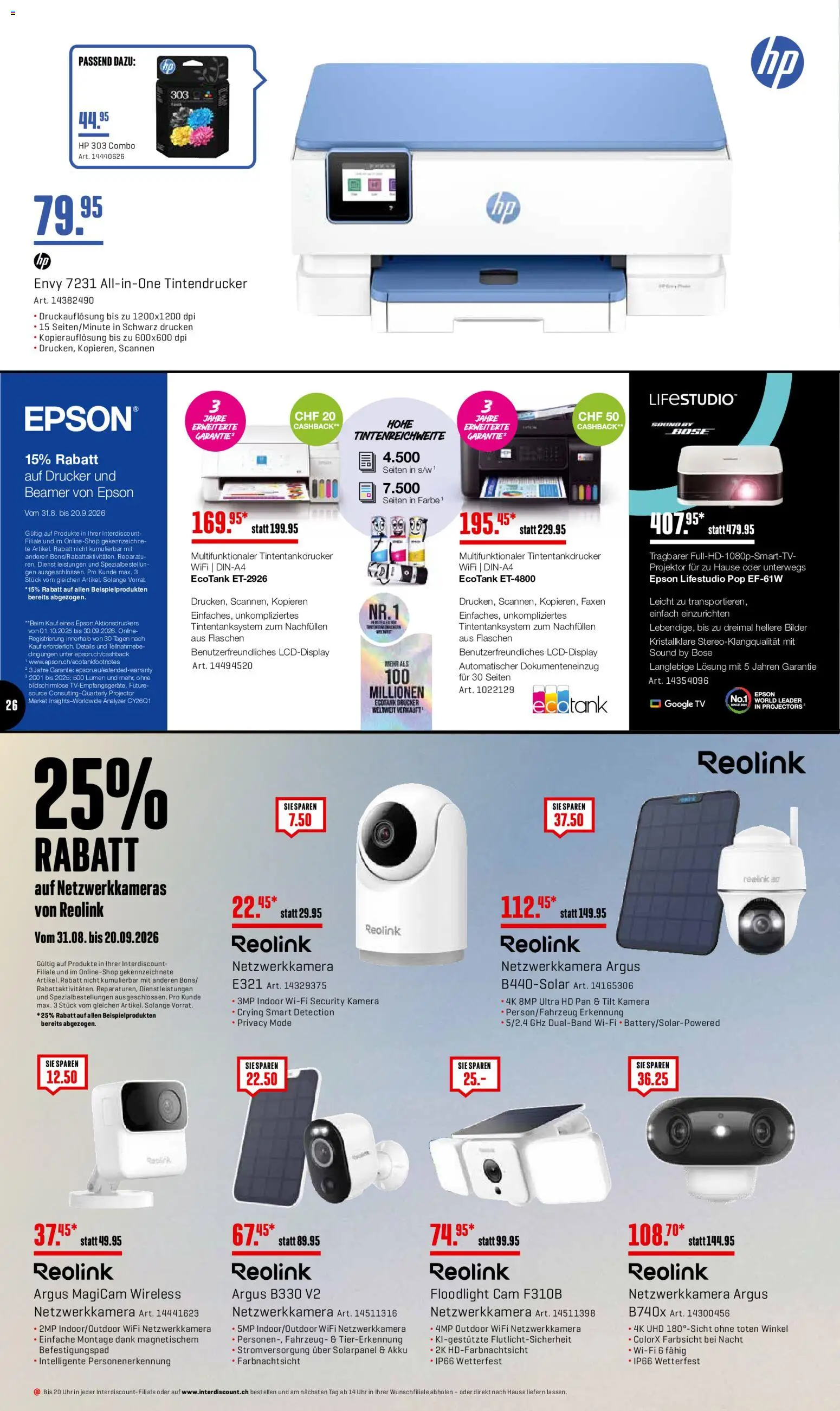 Interdiscount aktionen Angebote – gültig ab 07.09.2026 | Seite: 26 | Produkte: Drucker, Uhr, Kamera, Bilder