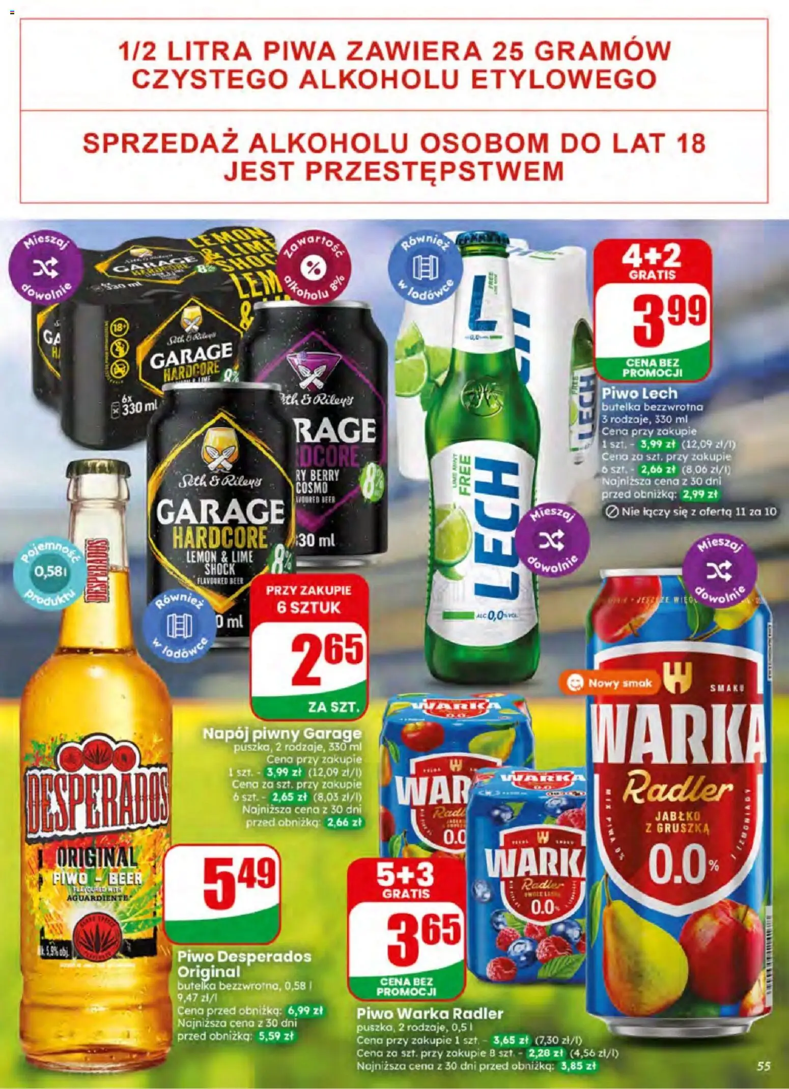 Dino gazetka od 01.07.2026 | Strona: 55 | Produkty: Gruszka, Piwo Desperados, Warka, Piwo Warka