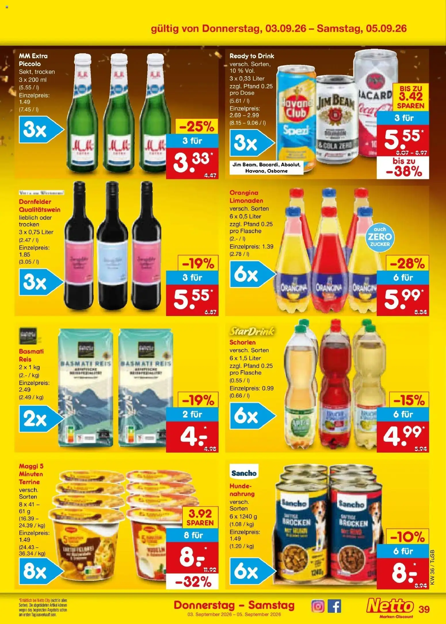 Netto Marken-Discount Prospekt Lahr-Langenwinkel (ab 31.08.2026) » Angebote | Seite: 51 | Produkte: Jim beam, Osborne, Zucker, Reis