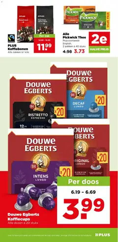 Alle Pickwick Thee, Prijsvoorbeeld: English, 2 pakken à 40 stuks - Voorbeeld van een folder van Plus, geldig van 30-09-2026 | Pagina: 23 | Producten: Koffie, Thee, Kan, Zak
