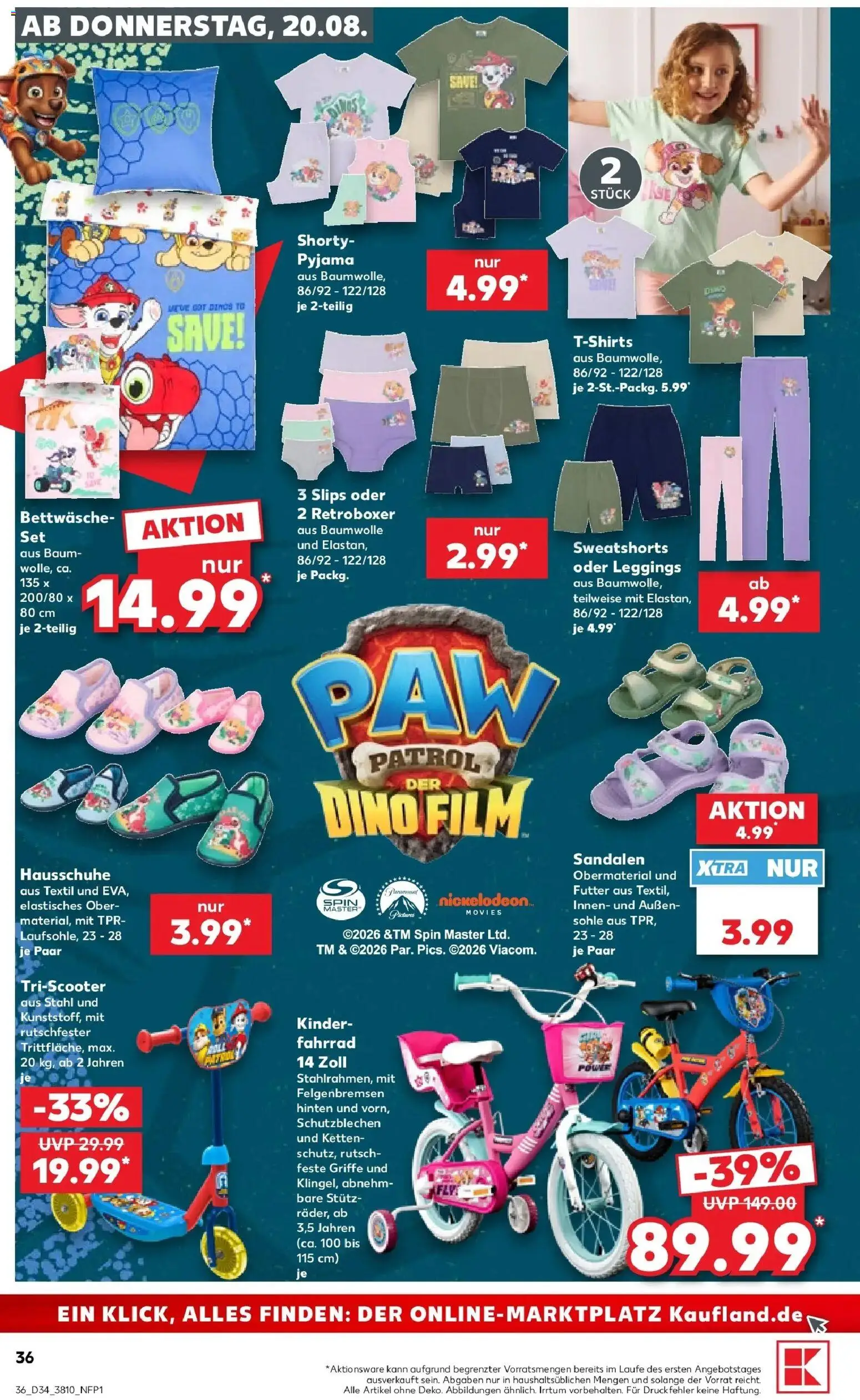 Prospekt Kaufland ab 20.08.2026 » Angebote Online zum Blättern | Seite: 44 | Produkte: Sweatshorts, Bettwäsche, Sandalen, Hausschuhe
