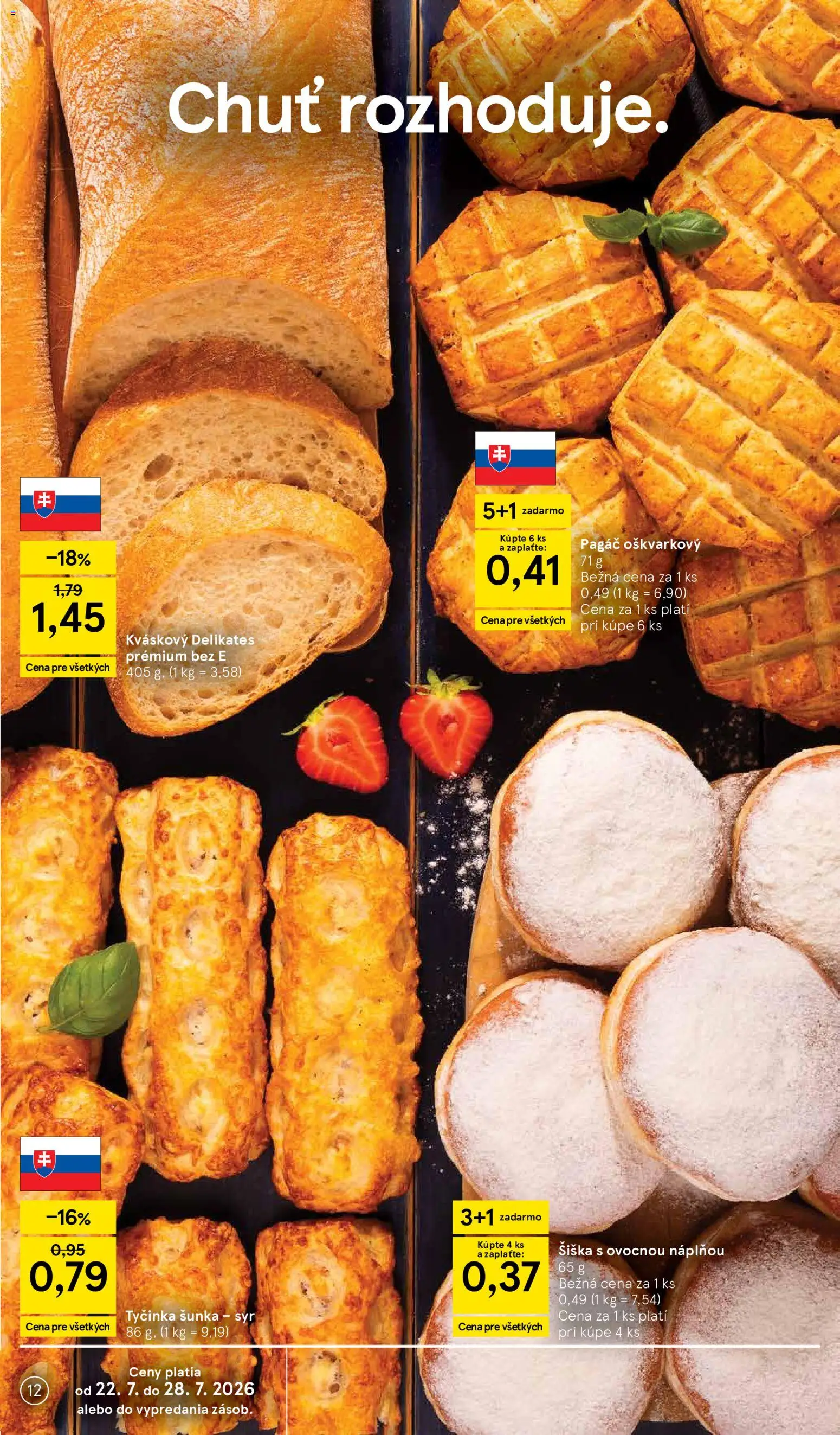 Nové Tesco akcie – leták je platný od 22.07.2026 | Strana: 12 | Produkty: Syr, Šunka