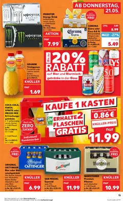 Náhled letáku Kaufland Německo leták od 21.05.2026 | Strana: 15 | Produkty: Monster, Radler, Sprite, Energy drink