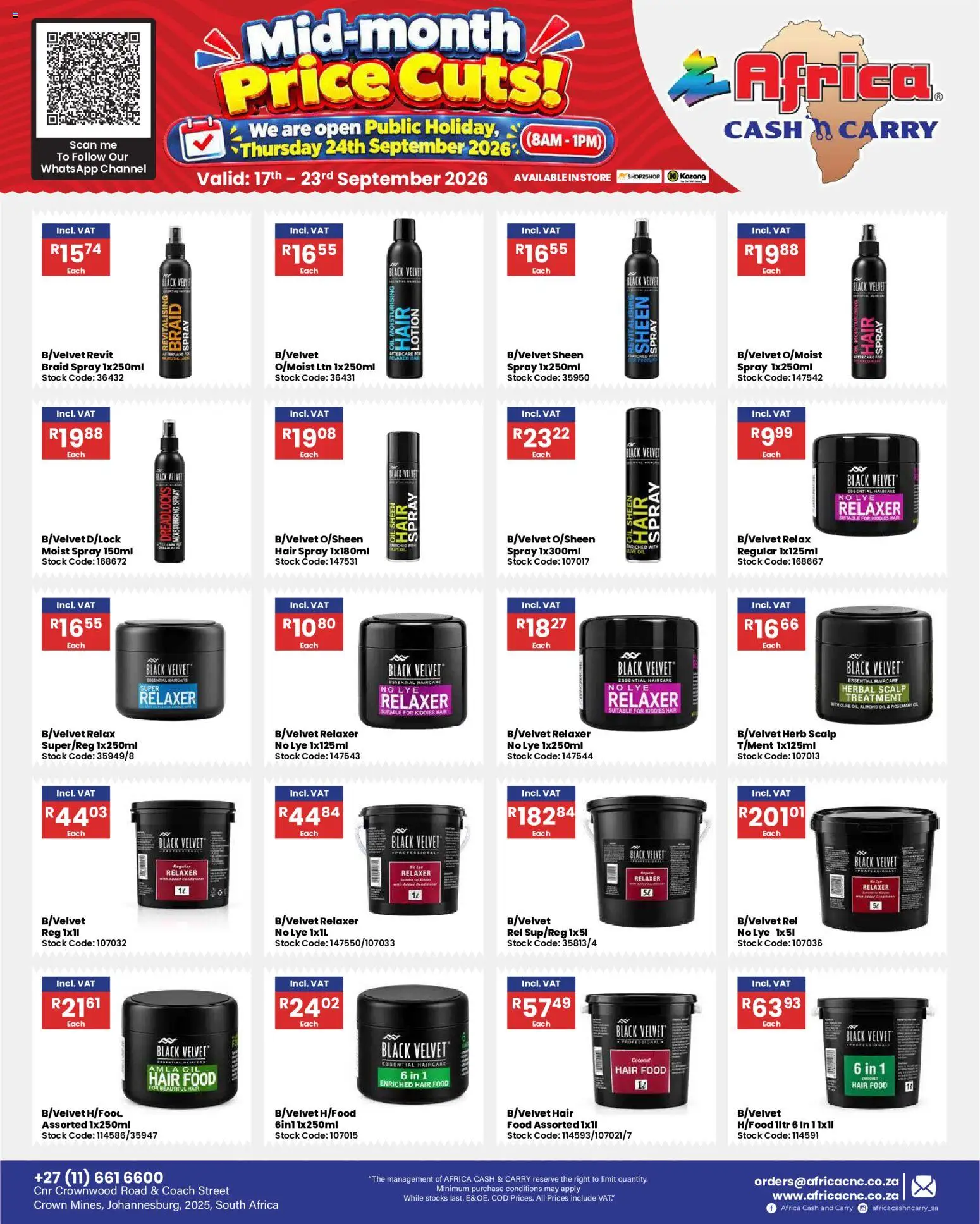 New Africa Cash & Carry catalogue – valid from 17/09/2026 | Page: 78 | Products: Hair spray, Stock, Relaxer, Lotion