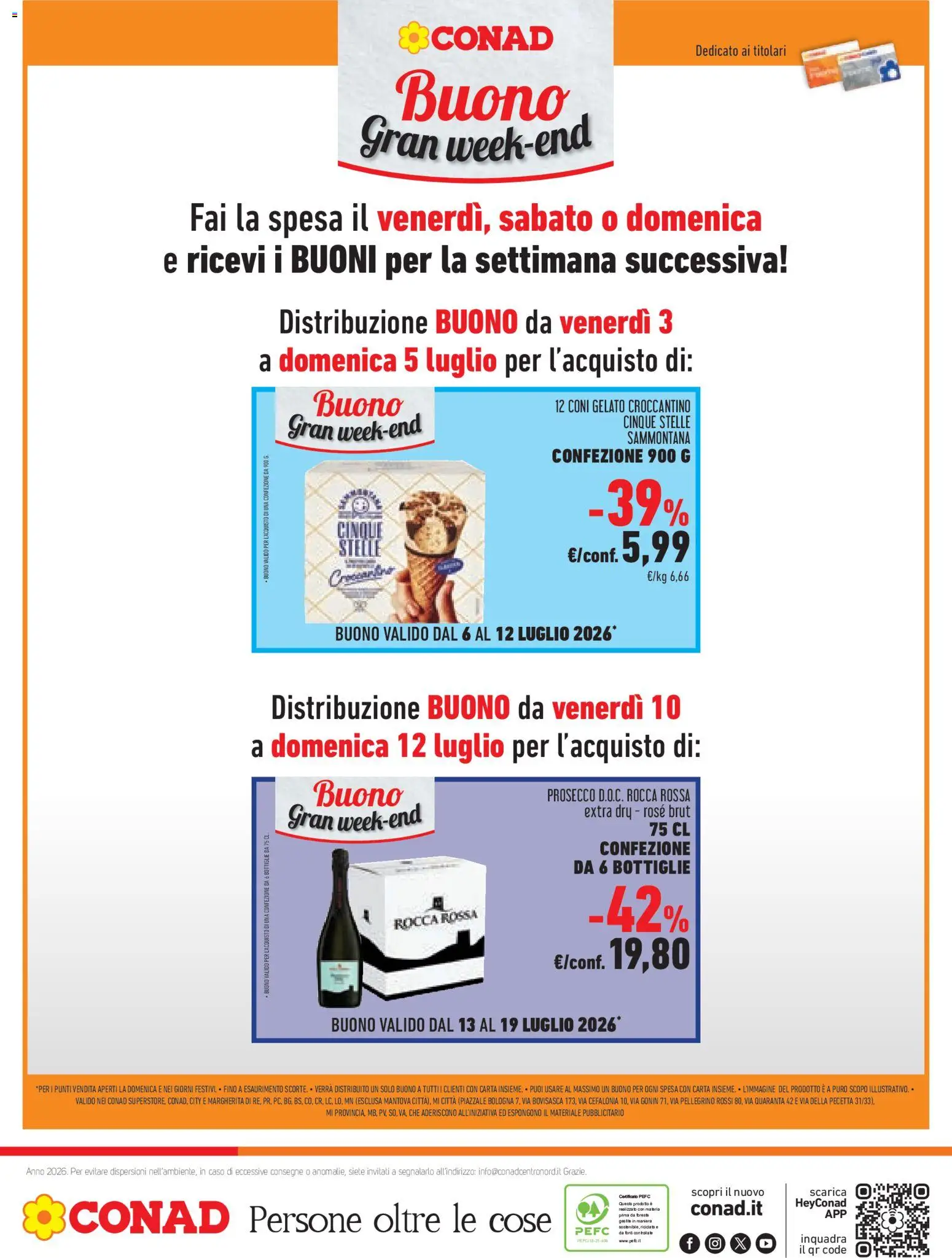 Volantino Conad del 01/07/2026 | Pagina: 20 | Prodotti: Prosecco, Gelato