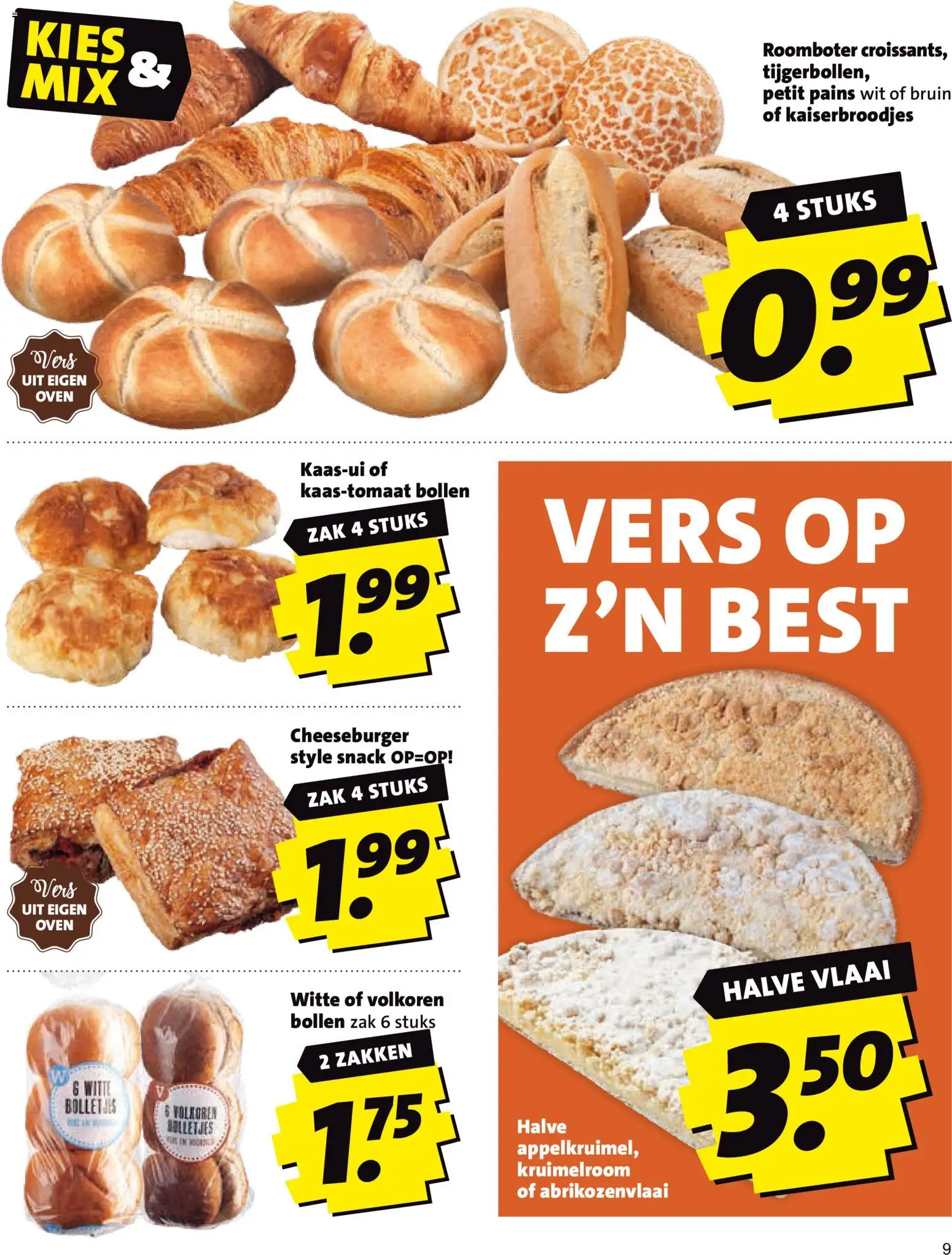 {H1} | Pagina: 9 | Producten: Cheeseburger, Roomboter, Oven, Bolletjes