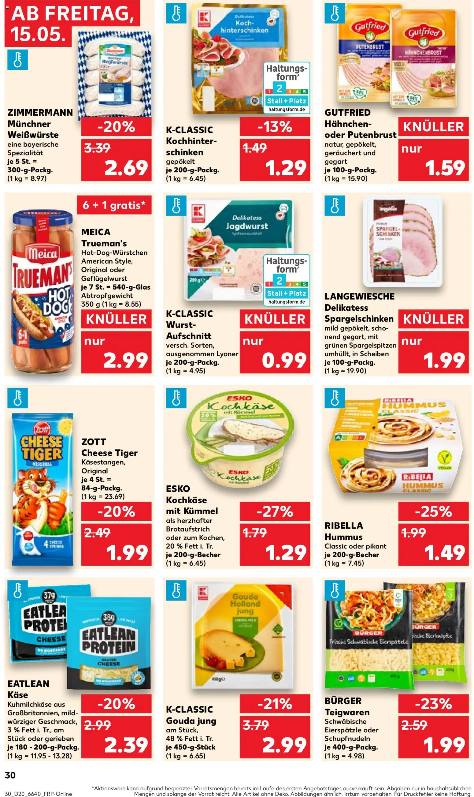 Kaufland Prospekt 	 – gültig ab 15.05.2026 | Seite: 30 | Produkte: Gouda, Burger, Spargel, Meica