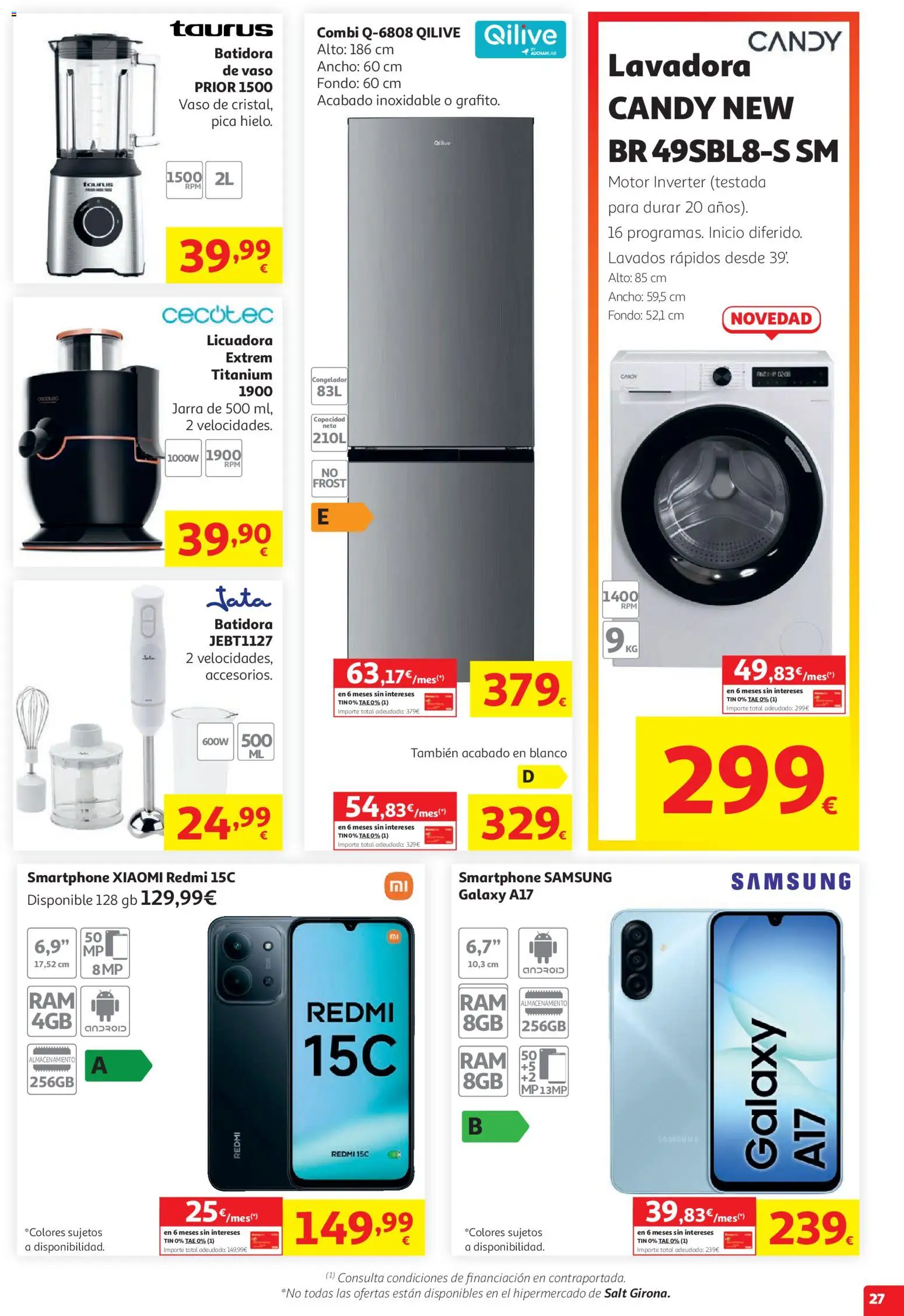 Alcampo HP Nacional │ válido desde el 19.05.2026 | Página: 27 | Productos: Smartphone Samsung, Smartphone Xiaomi, Congelador, Lavadora
