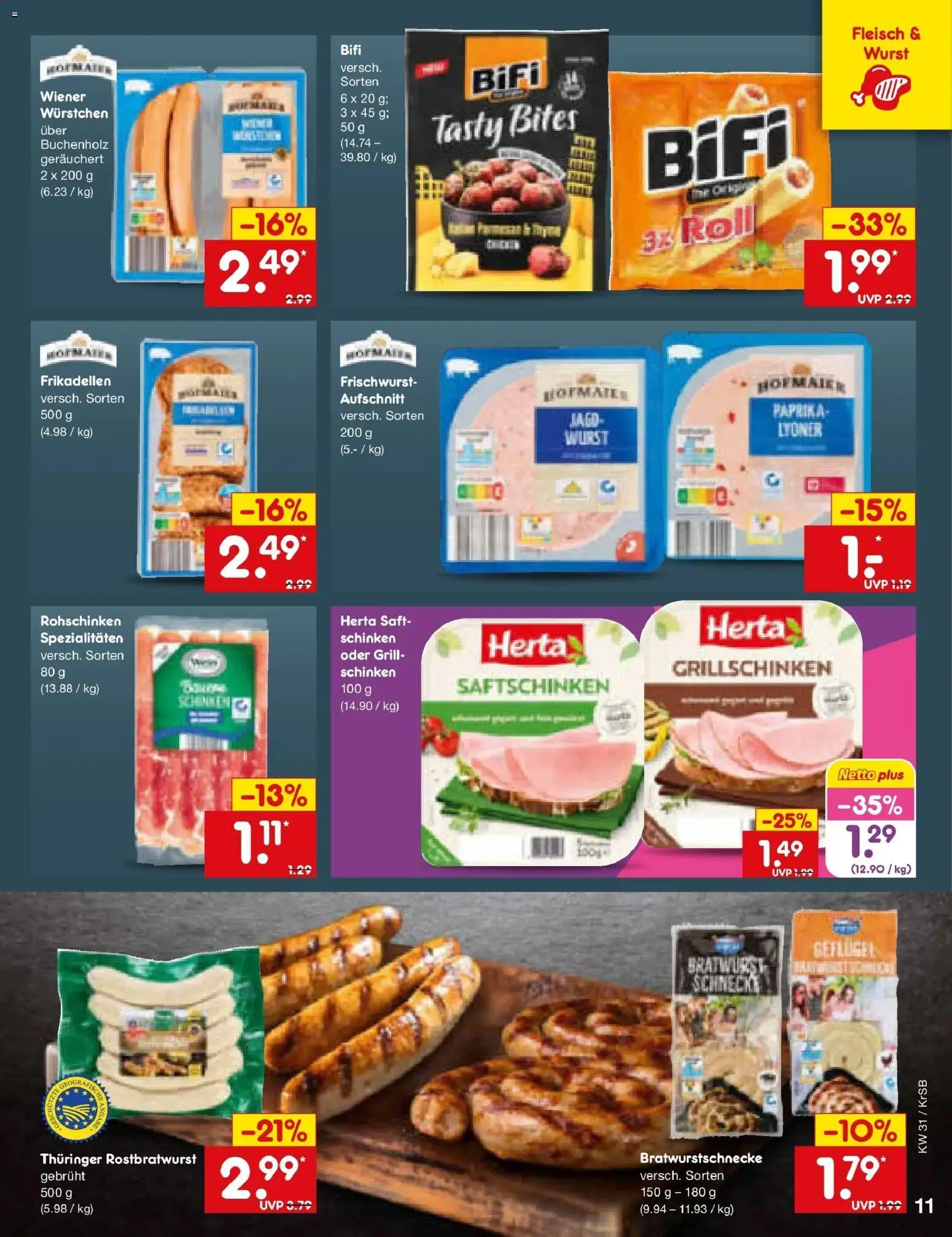 Netto Marken-Discount Prospekt Baesweiler – gültig ab 27.07.2026 | Seite: 17 | Produkte: Bratwurst, Paprika, Wurst, Schinken