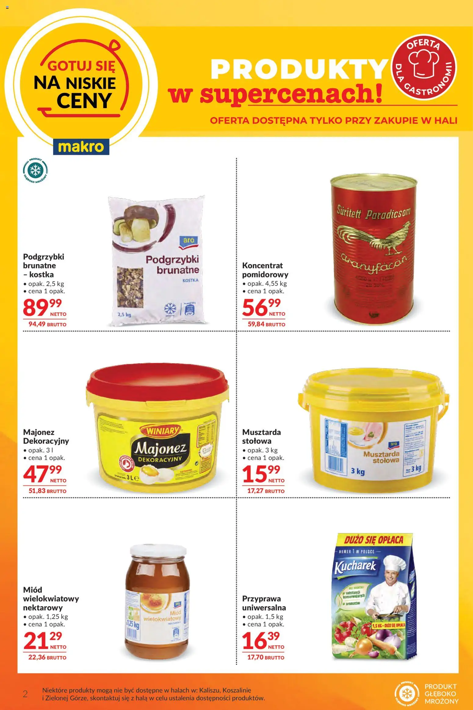 Makro gazetka - Oferta dla gastronomii od 29.09.2026 | Strona: 2 | Produkty: Koncentrat pomidorowy, Miód wielokwiatowy, Musztarda, Majonez