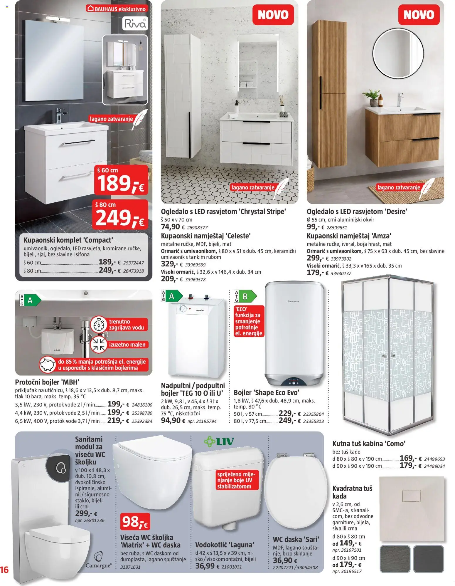 Bauhaus katalog | vrijedi od 20.05.2026 | Stranica: 16 | Proizvodi: Umivaonik, Tuš, Ogledalo, Kupaonski komplet