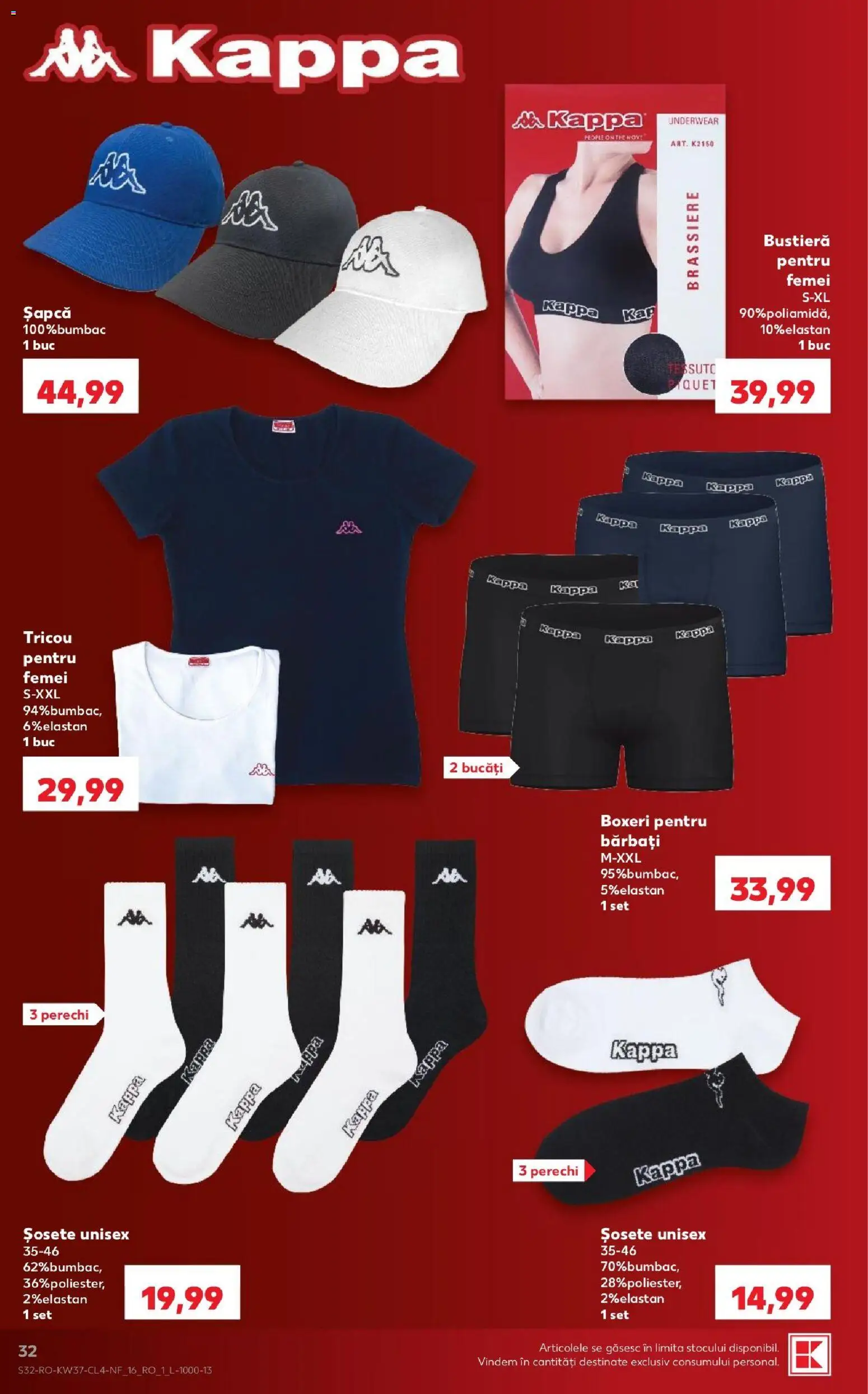 Noul catalog Kaufland – valabil de la 09.09.2026 | Pagină: 32 | Produse: Șapcă, Bustieră, Tricou, Boxeri