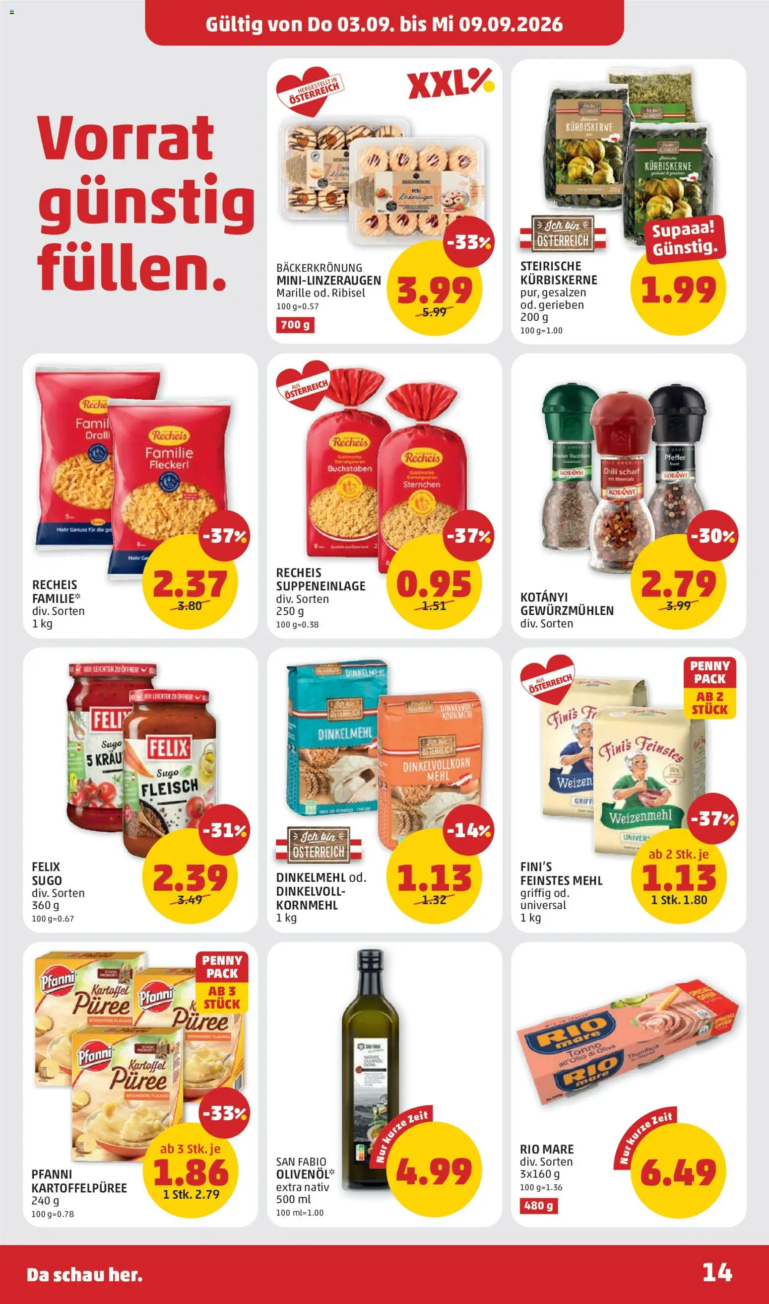 Penny Markt Flugblatt gültig ab 03.09.2026 | Seite: 14 | Produkte: Pfeffer, Chili, Mehl