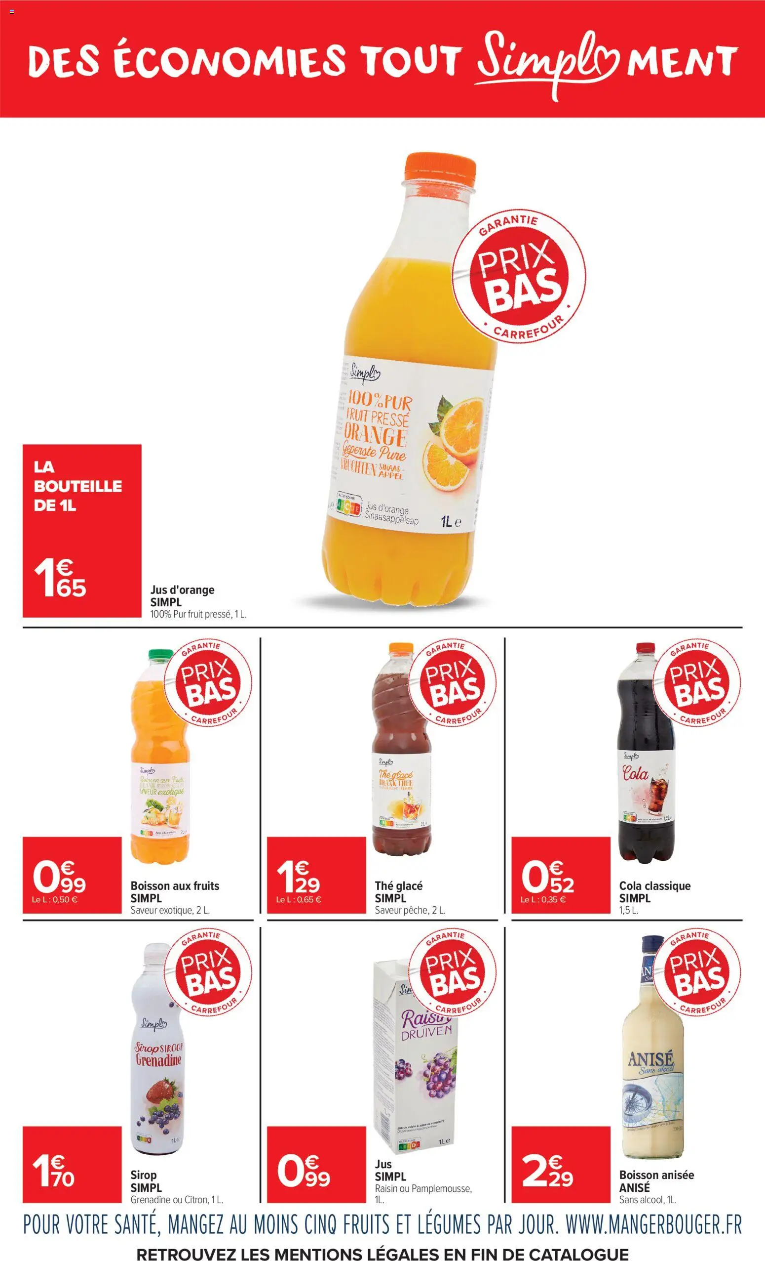 {H1} | Page: 9 | Produits: Jus d'orange, Raisin, Thé glacé, Thé