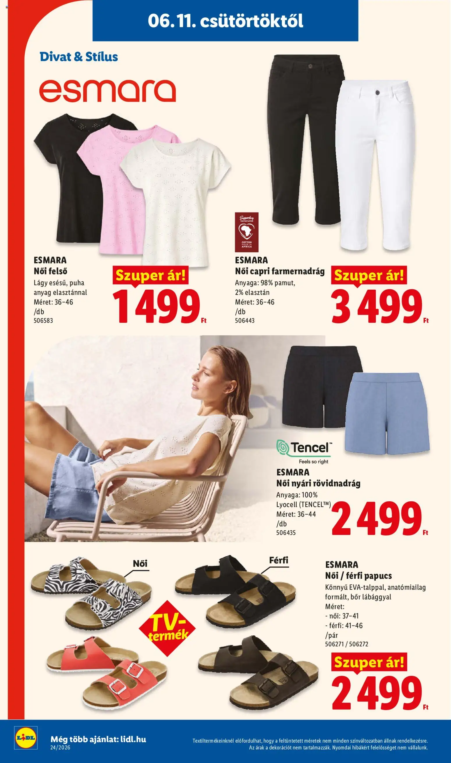 Lidl akciós ujság - amely érvényes a következő dátumtól: 11.06.2026 | Oldal: 36 | Termékek: Papucs, Farmernadrág, Bor, Rövidnadrág