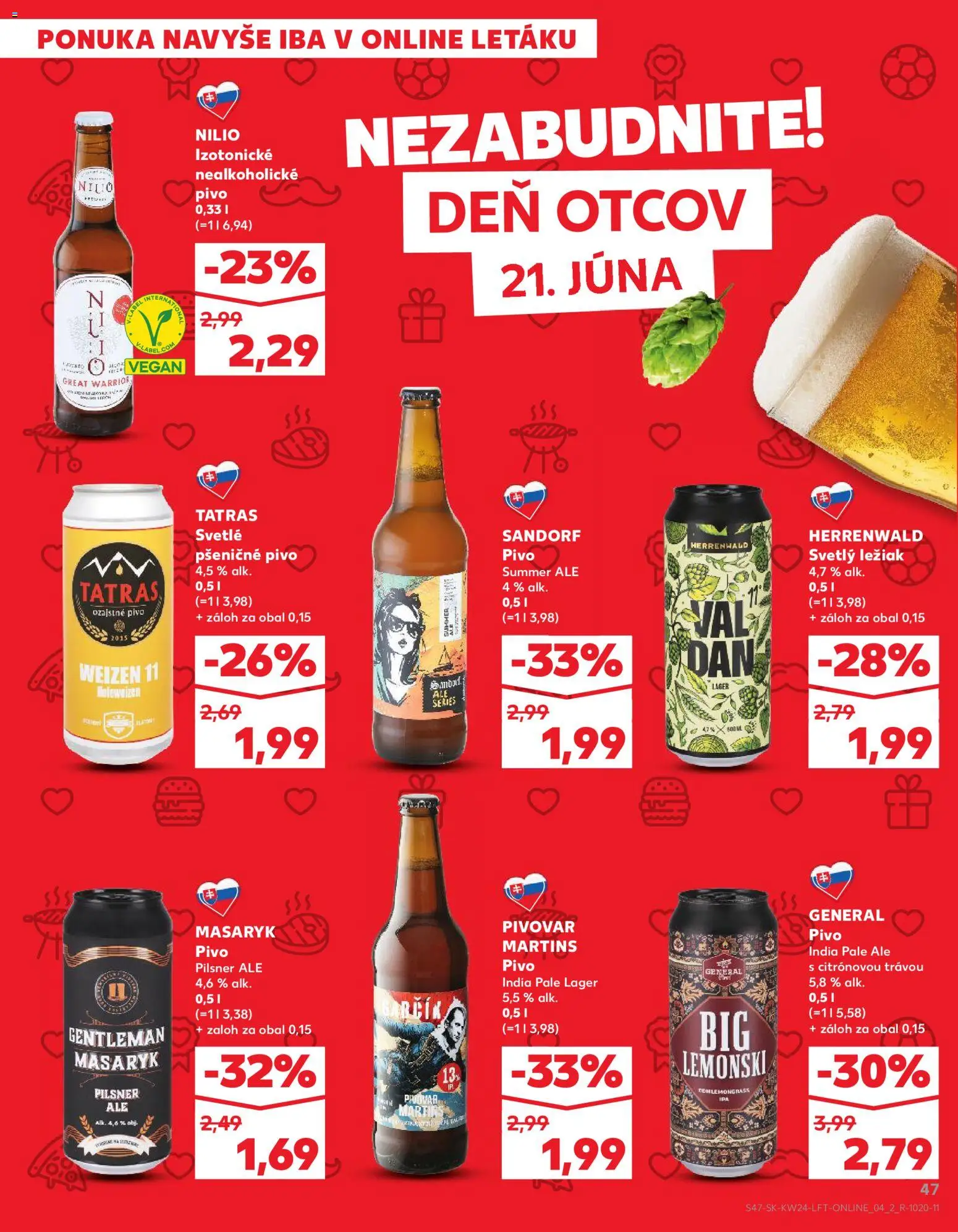 Nové Kaufland akcie – leták je platný od 11.06.2026 | Strana: 47 | Produkty: Pivo, Nealkoholické pivo