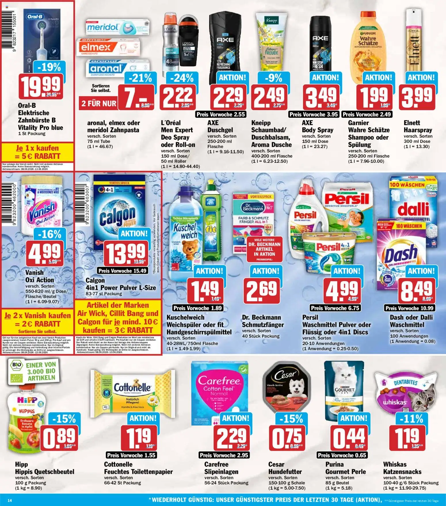 HIT Prospekt – gültig ab 08.06.2026 | Seite: 14 | Produkte: Äpfel, Shampoo, Duschgel, Zahnpasta