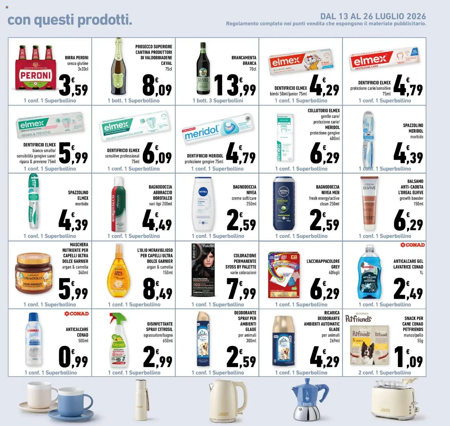 Volantino Conad del 15/07/2026 | Pagina: 21 | Prodotti: Birra, Anticalcare, Prosecco, Lavatrice