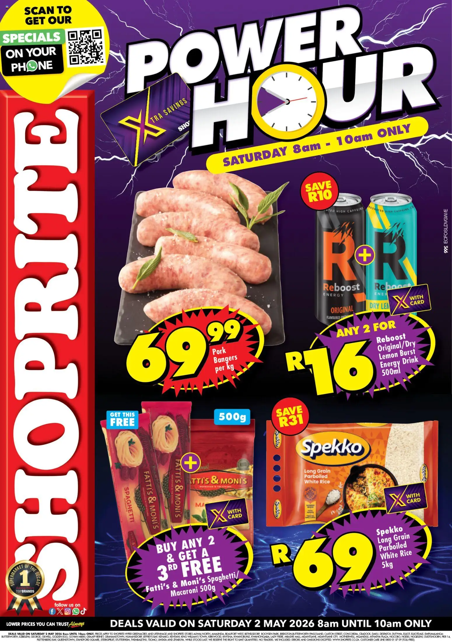 New Shoprite catalogue – valid from 02.05.2026 | Page: 1 | Products: Phone, Pork, Pasta, Lemon