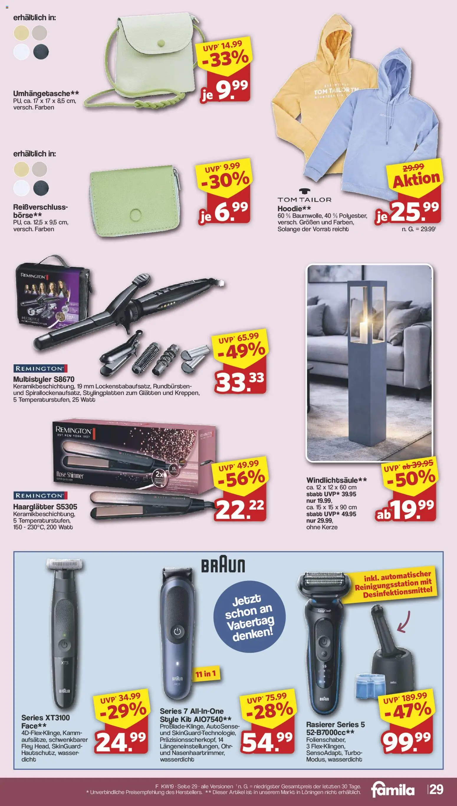 Famila Nordwest Prospekt 	 – gültig ab 04.05.2026 | Seite: 29 | Produkte: Rasierer, Haarglätter, Hoodie, Wasser