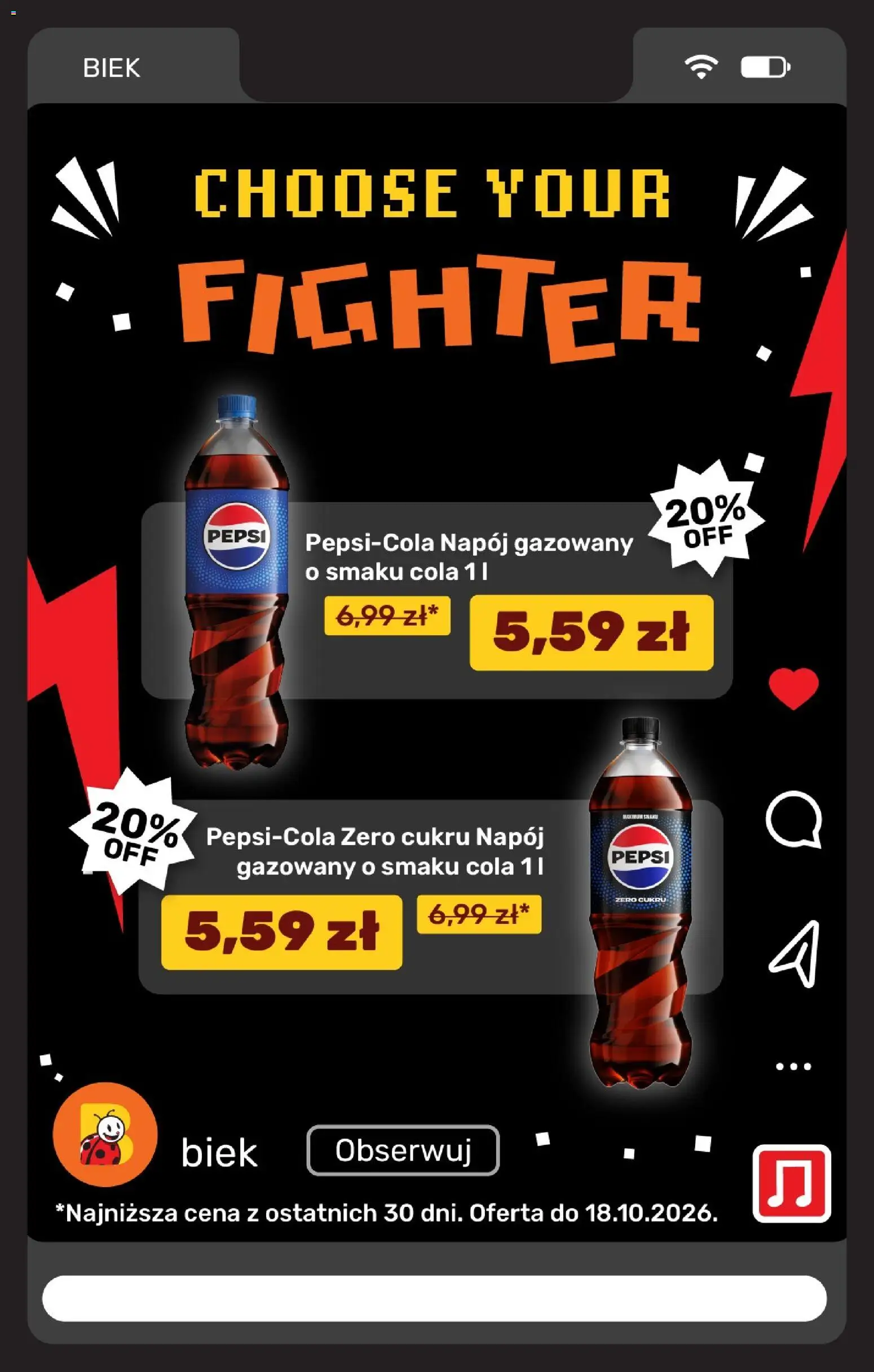 Biedronka Polsko leták - BIEK od 16.10.2026 | Strana: 16 | Produkty: Pepsi, Cola