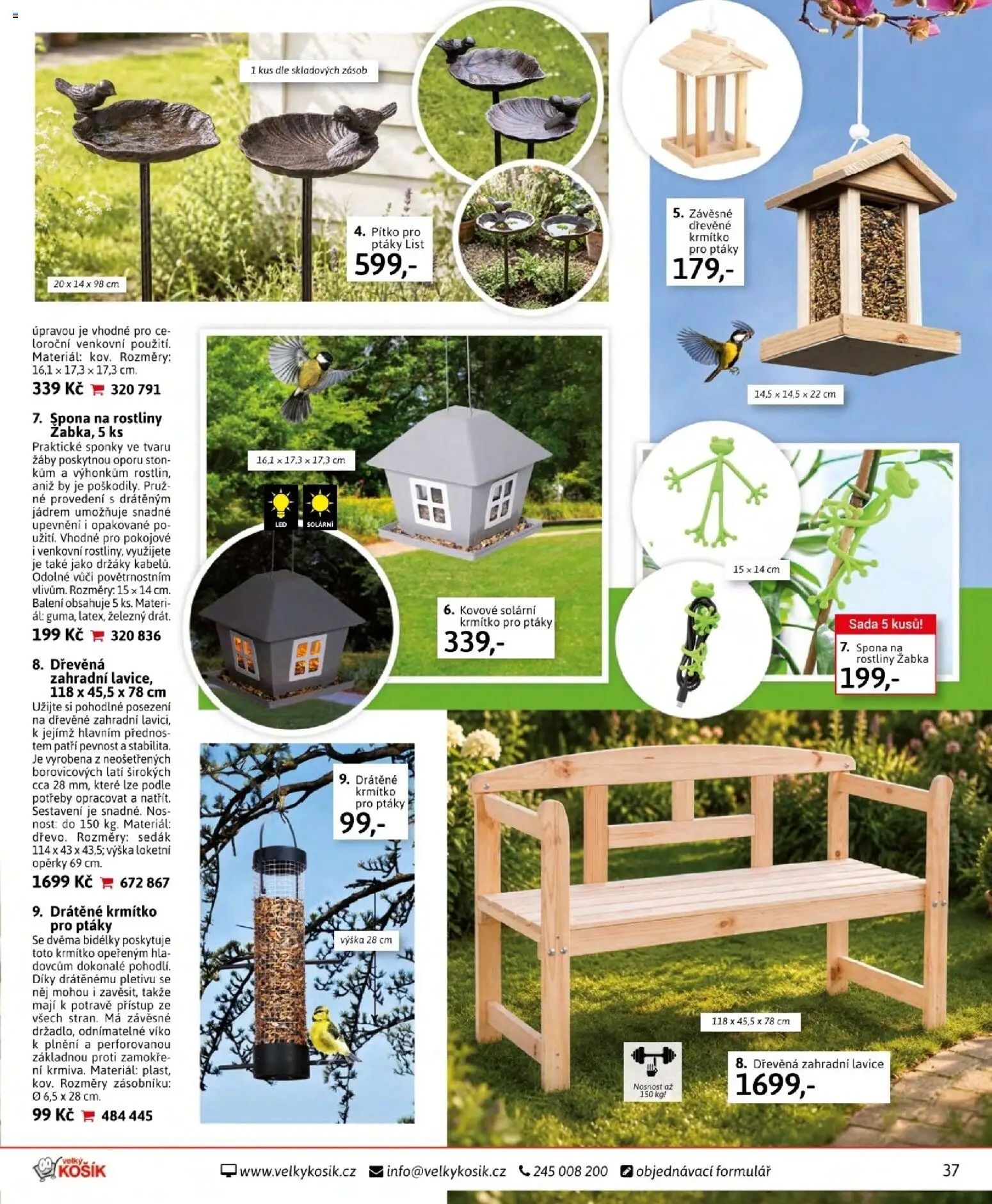 Velký Košík katalog srpen 2026 od 01.08.2026 | Strana: 37 | Produkty: Zahradní lavice, Rostliny, Krmítko, Lavice