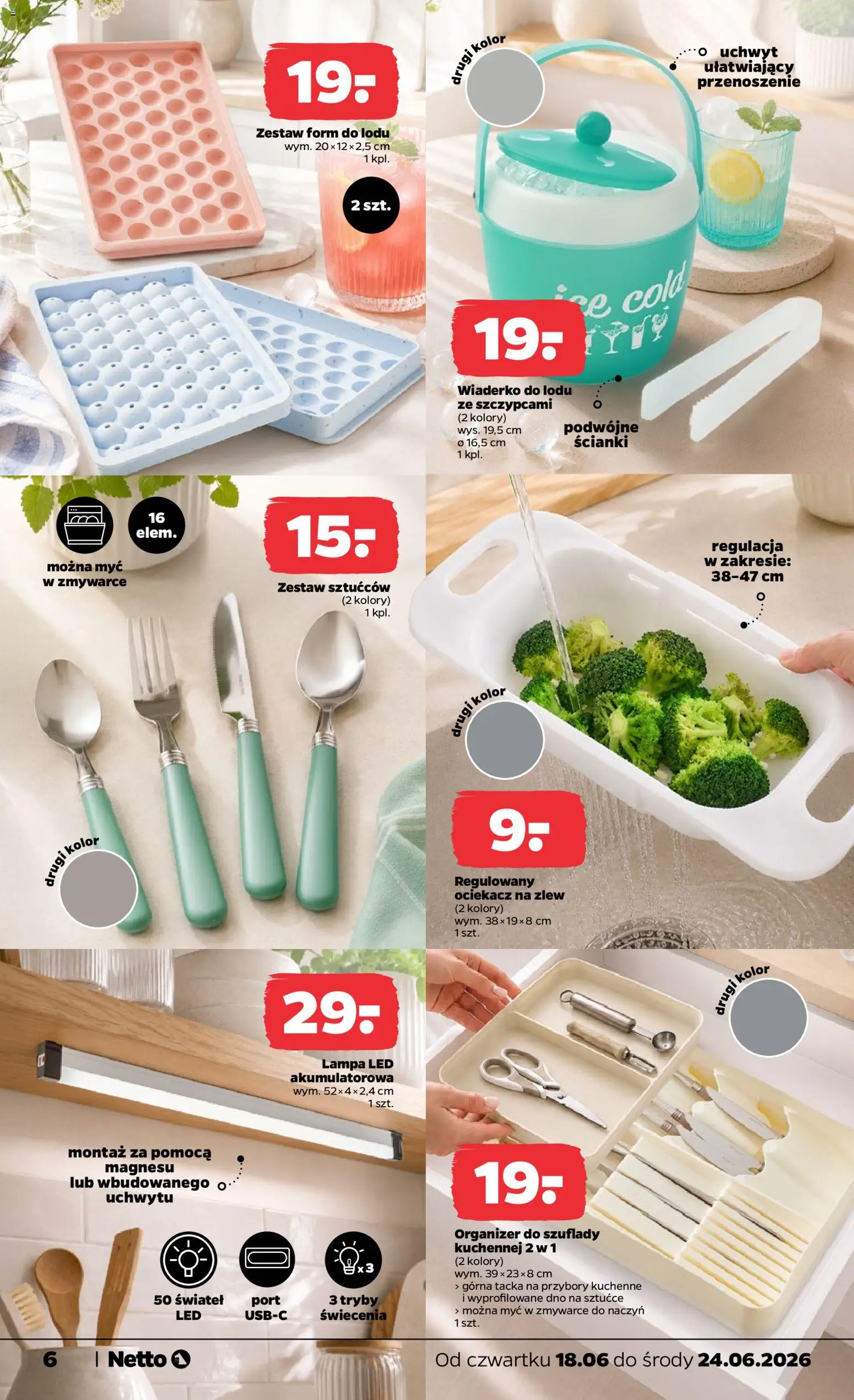 Netto gazetka od czwartku NonFood od 18.06.2026 | Strona: 6 | Produkty: Lampa, Sztućce