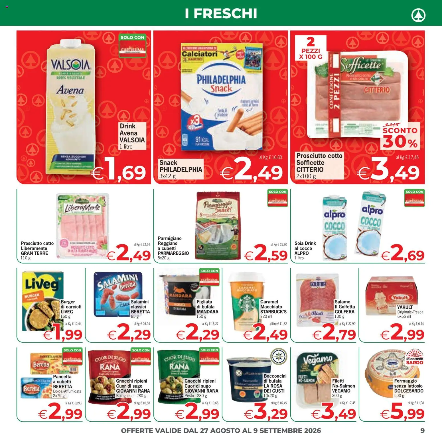 Volantino Eurospar del 27/08/2026 | Pagina: 9 | Prodotti: Cocco, Menta, Parmigiano, Senza lattosio