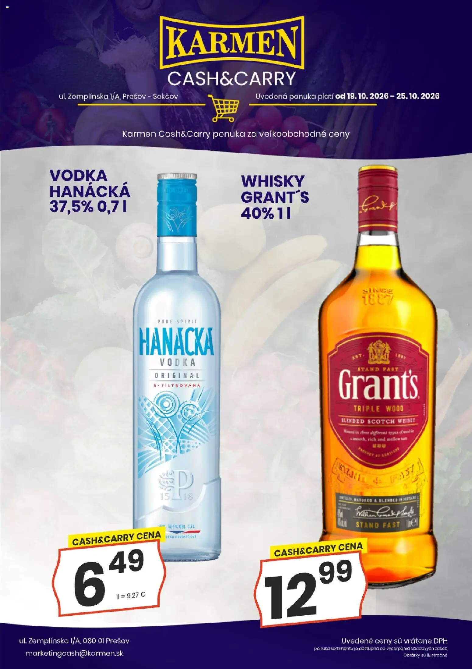 Nové KARMEN CBA akcie – leták je platný od 19.10.2026 | Strana: 1 | Produkty: Vodka, Whisky