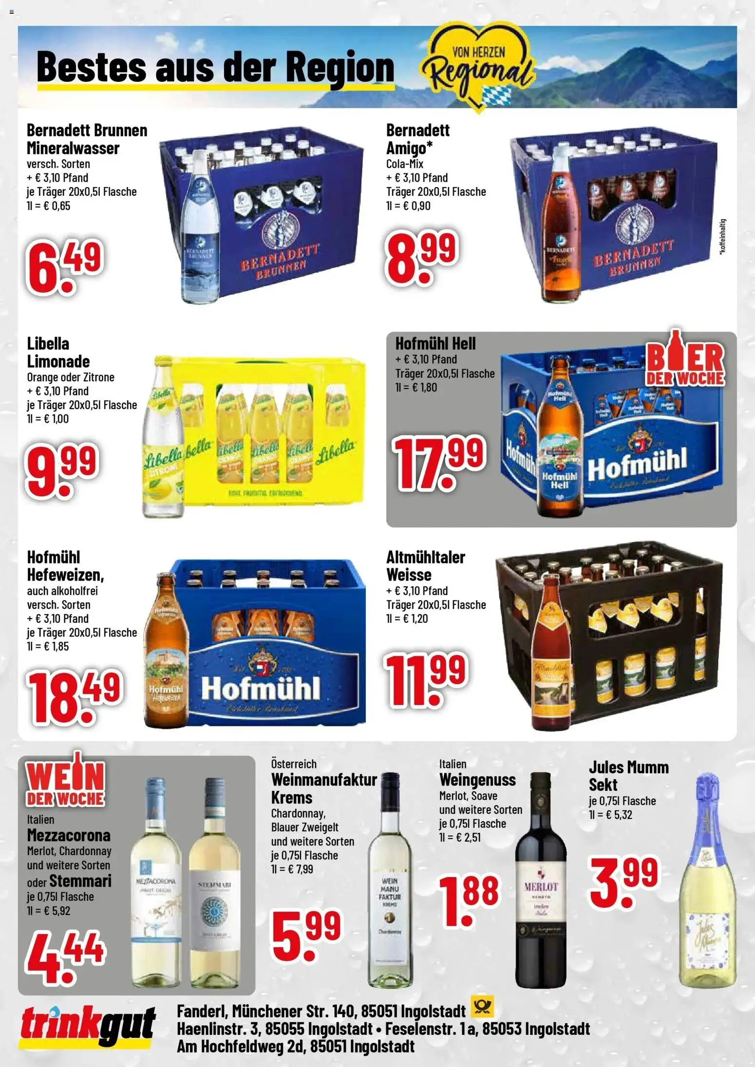 Trinkgut Prospekt Ingolstadt (ab 14.09.2026) » Angebote online | Seite: 4 | Produkte: Limonade, Jules mumm, Mineralwasser, Wein